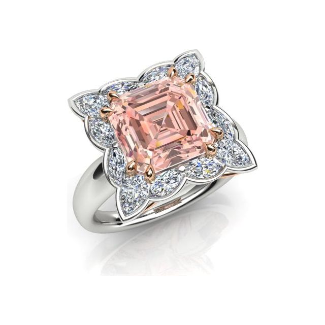 18ct White & Rose Gold Morganite & Diamond Dress Ring
