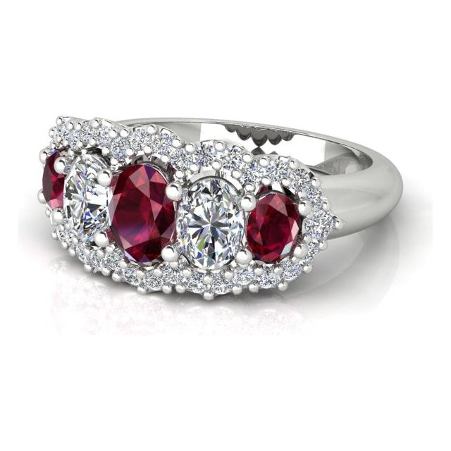 18ct White Gold Diamond & Ruby Dress Ring