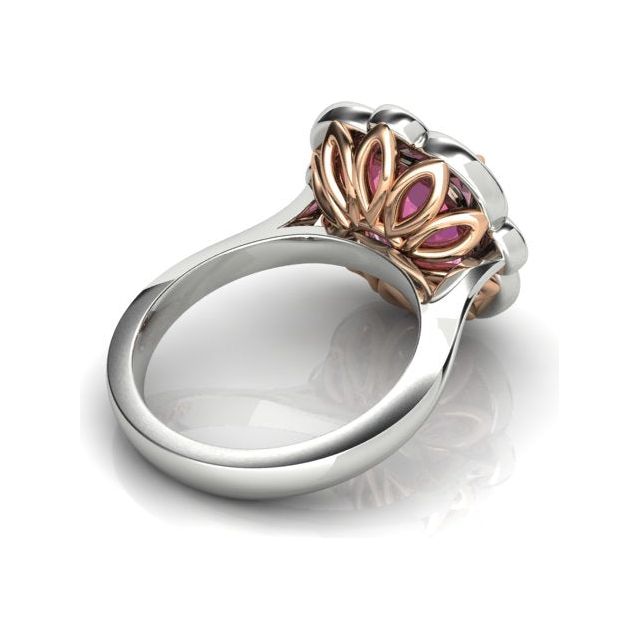 18ct White & Rose Gold Peach Tourmaline & Diamond Ring