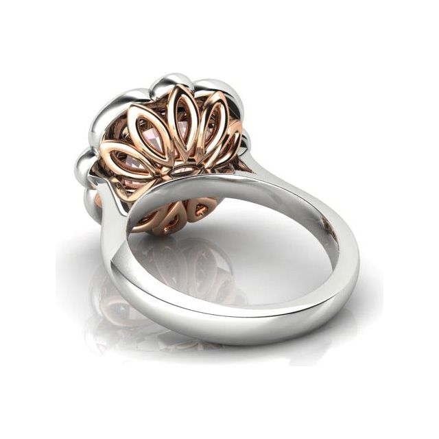 18ct White & Rose Gold Peach Tourmaline & Diamond Ring