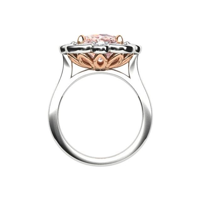 18ct White & Rose Gold Peach Tourmaline & Diamond Ring