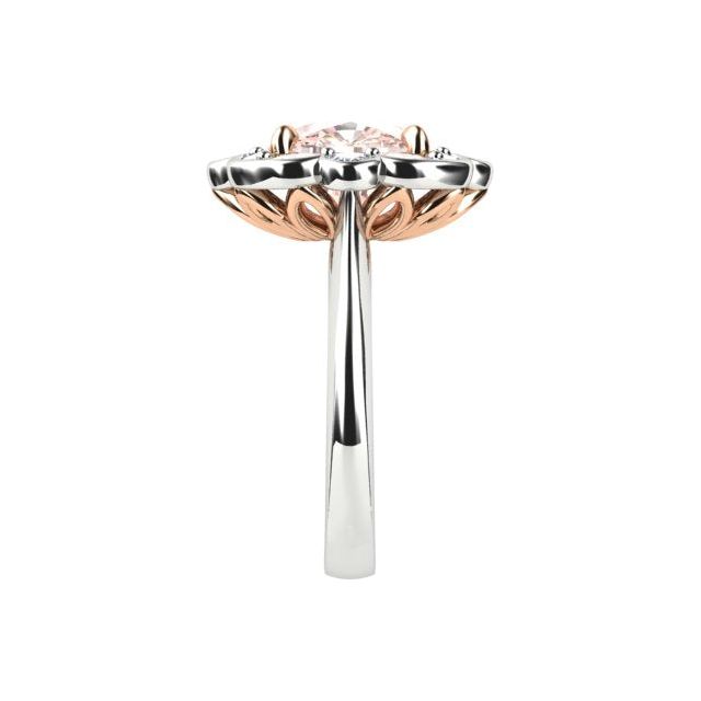 18ct White & Rose Gold Peach Tourmaline & Diamond Ring