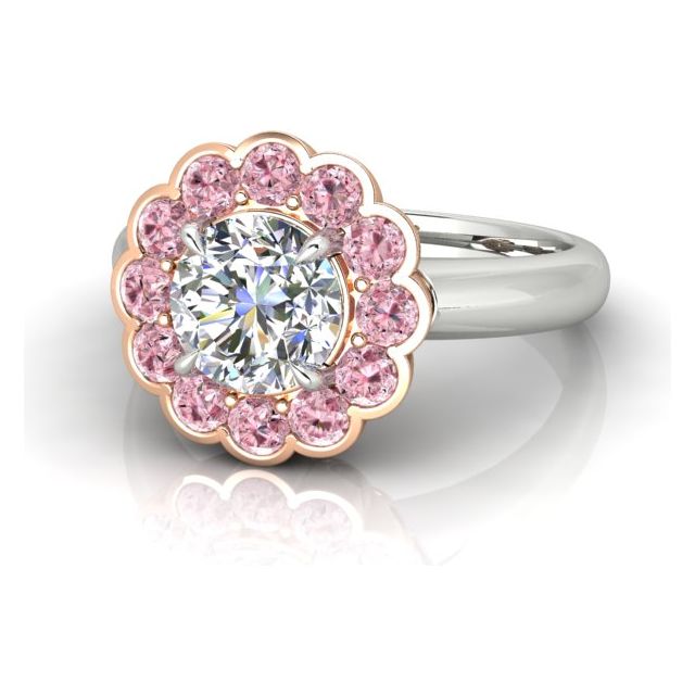 18ct White & Rose Gold Argyle Origin Pink Diamond Halo Dress Ring