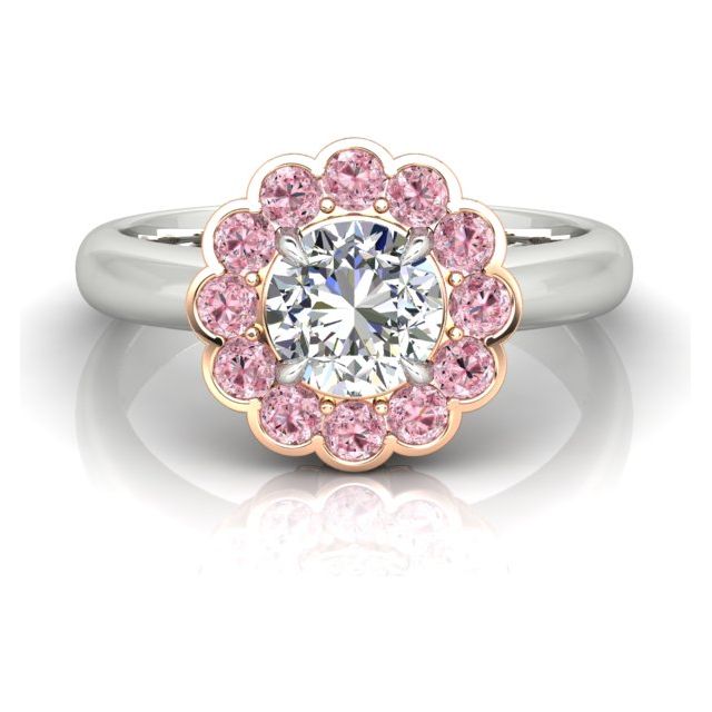18ct White & Rose Gold Argyle Origin Pink Diamond Halo Dress Ring
