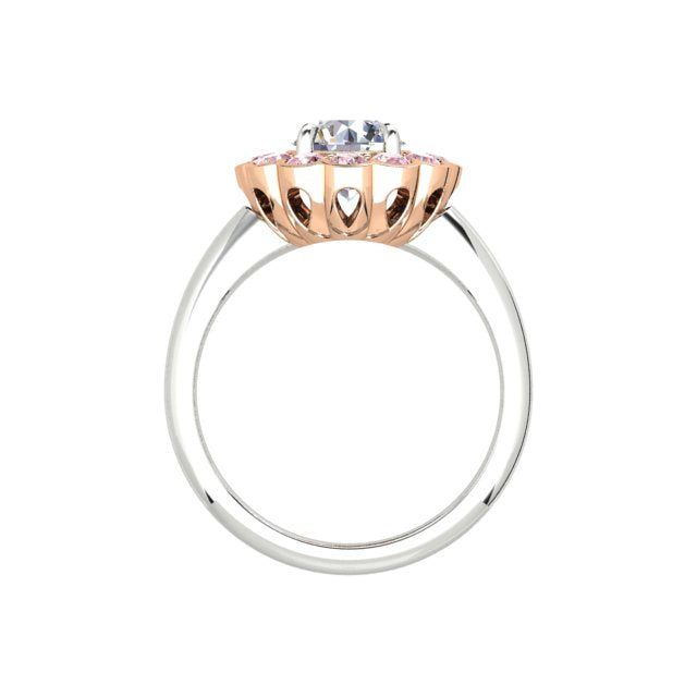 18ct White & Rose Gold Argyle Origin Pink Diamond Halo Dress Ring