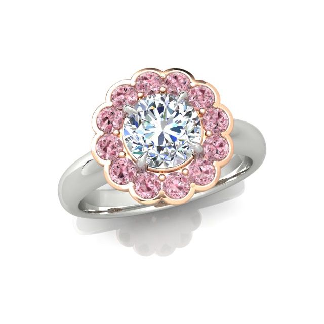18ct White & Rose Gold Argyle Origin Pink Diamond Halo Dress Ring