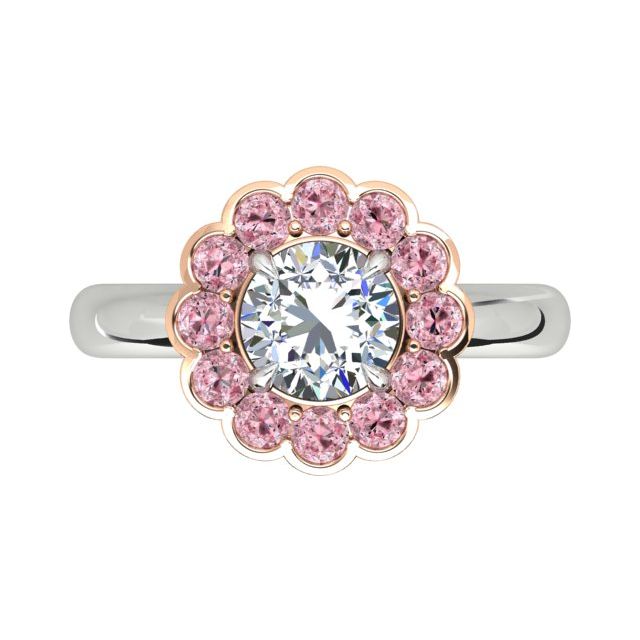 18ct White & Rose Gold Argyle Origin Pink Diamond Halo Dress Ring