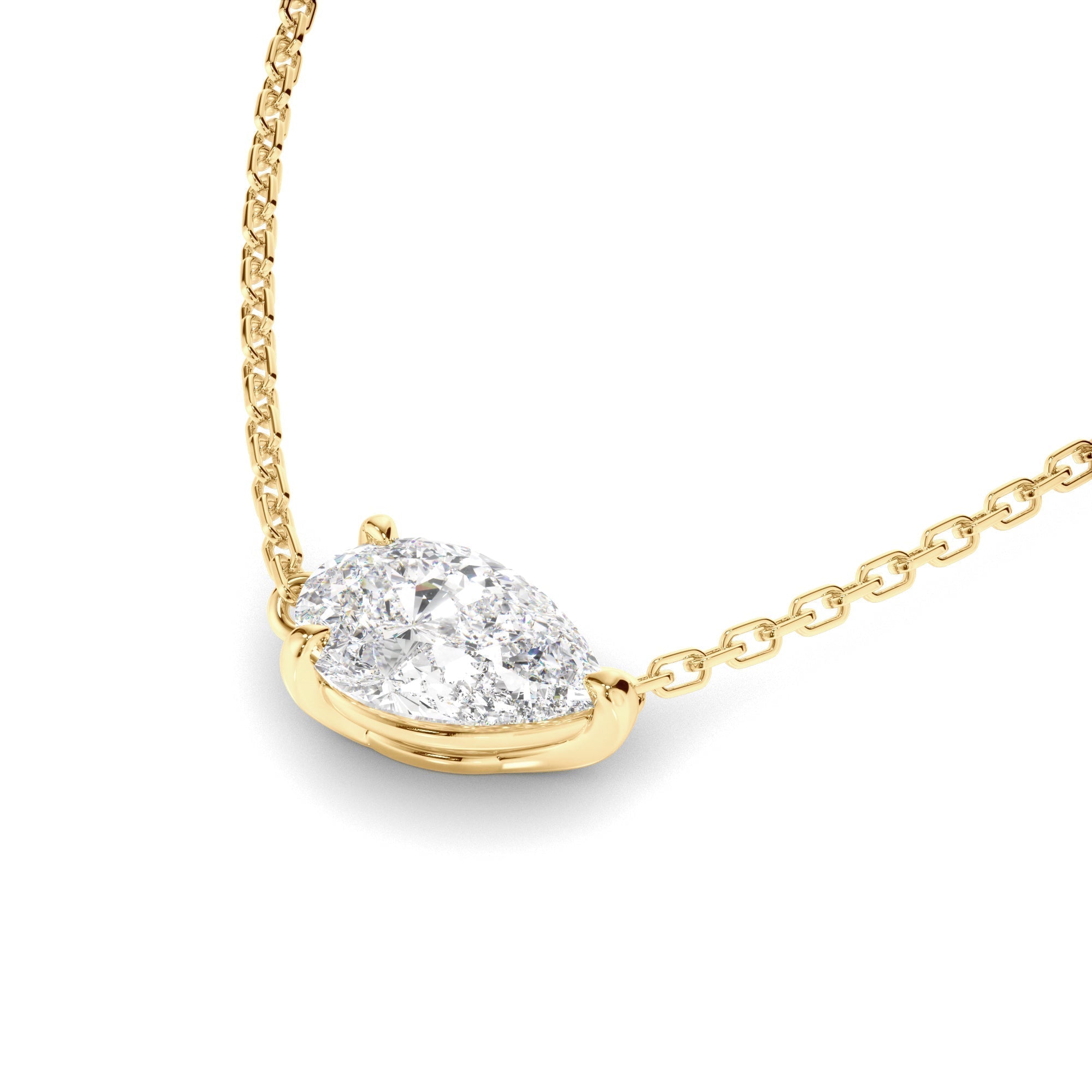 East West Pear Cut Diamond Necklet