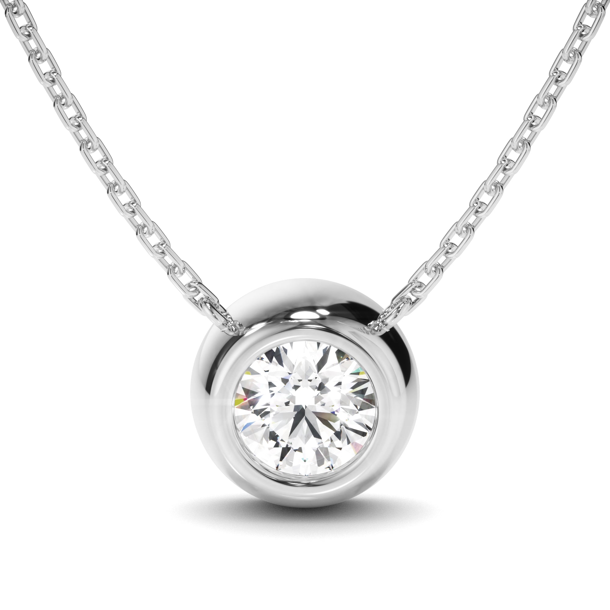 Round Brilliant Cut Diamond Bezel Set Necklet