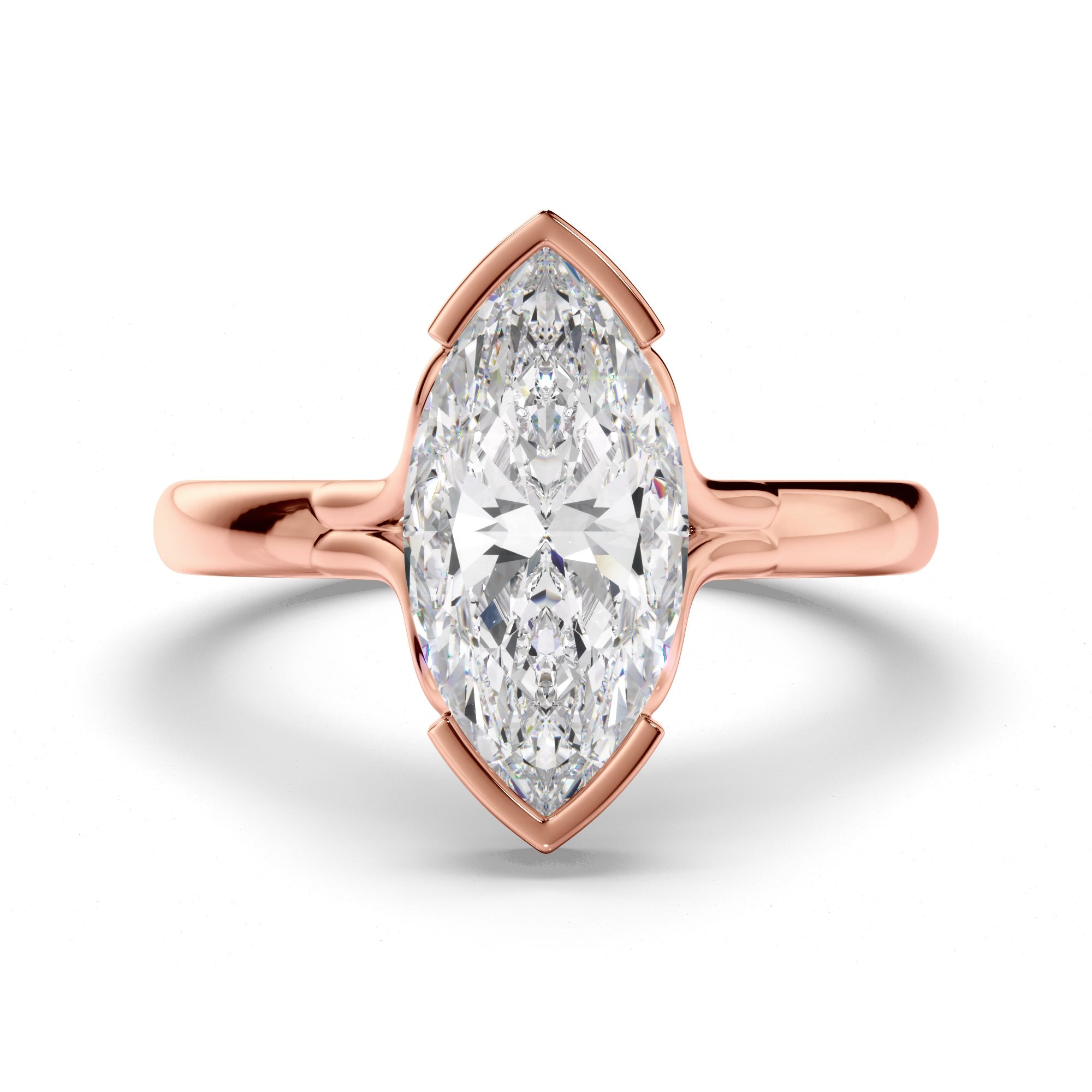 Marquise Cut Diamond Half-Bezel Set Engagement Ring