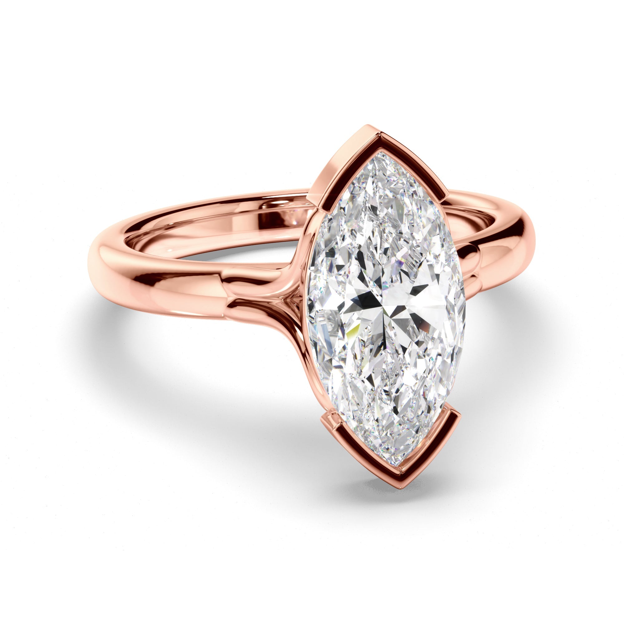 Marquise Cut Diamond Half-Bezel Set Engagement Ring