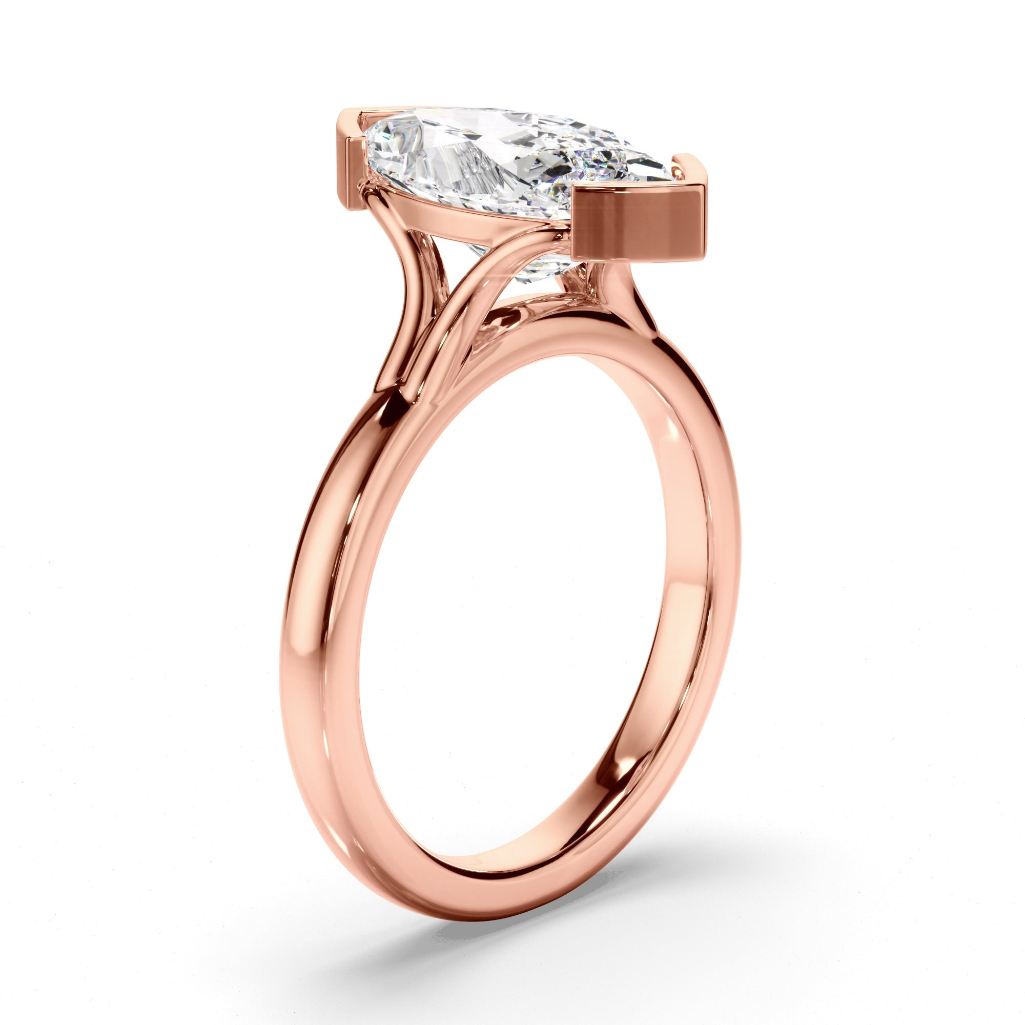 Marquise Cut Diamond Half-Bezel Set Engagement Ring