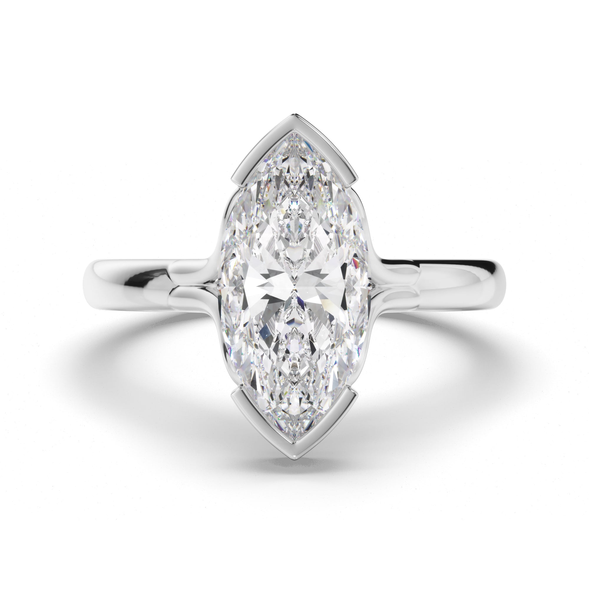 Marquise Cut Diamond Half-Bezel Set Engagement Ring