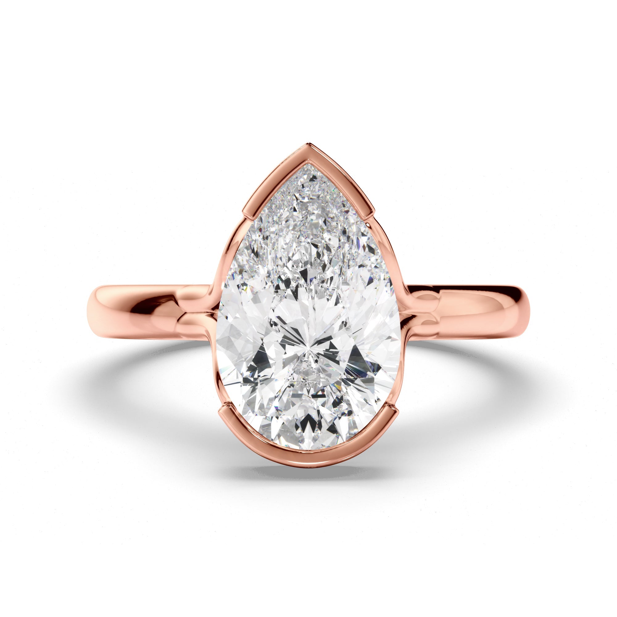 Pear Cut Diamond Half-Bezel Set Engagement Ring