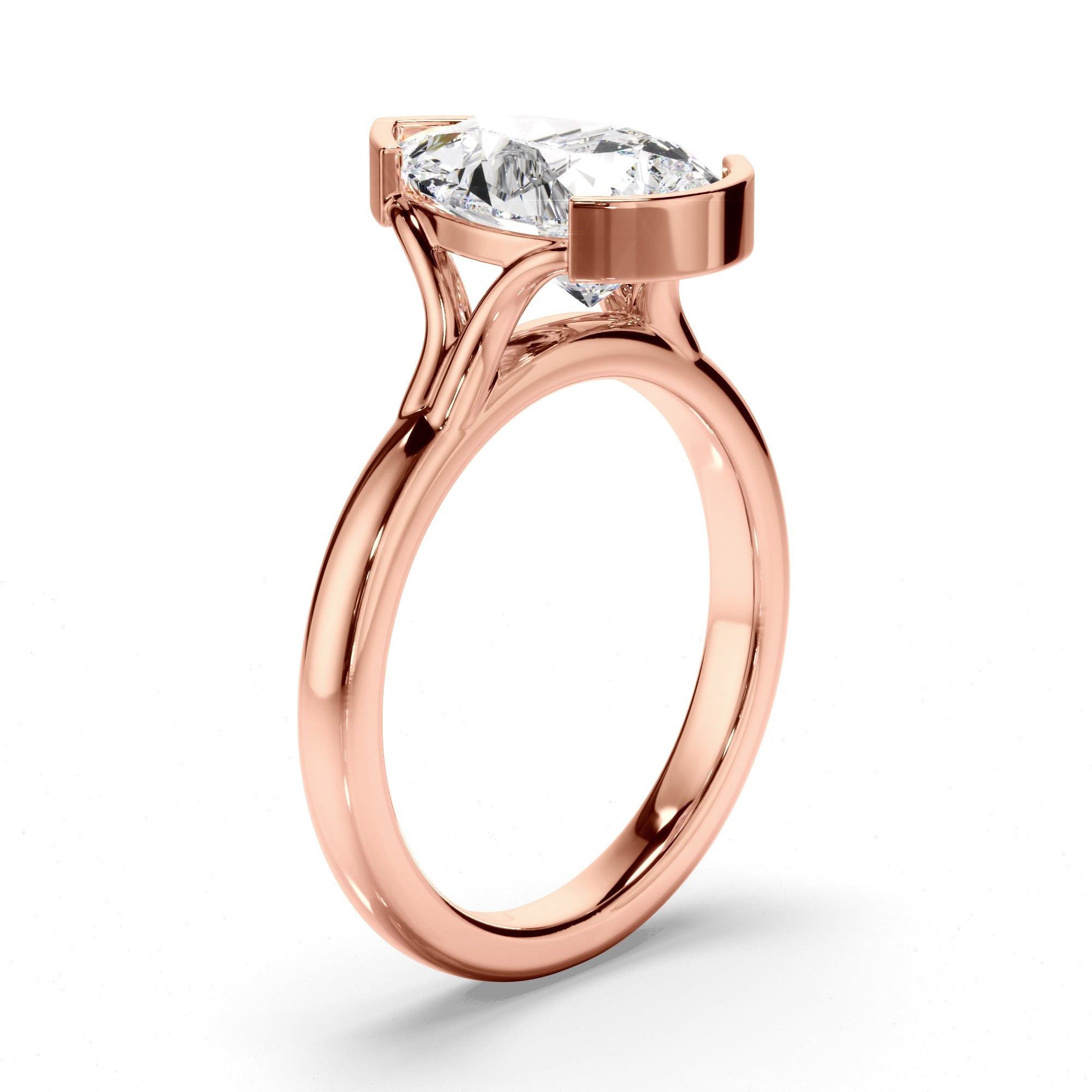 Pear Cut Diamond Half-Bezel Set Engagement Ring