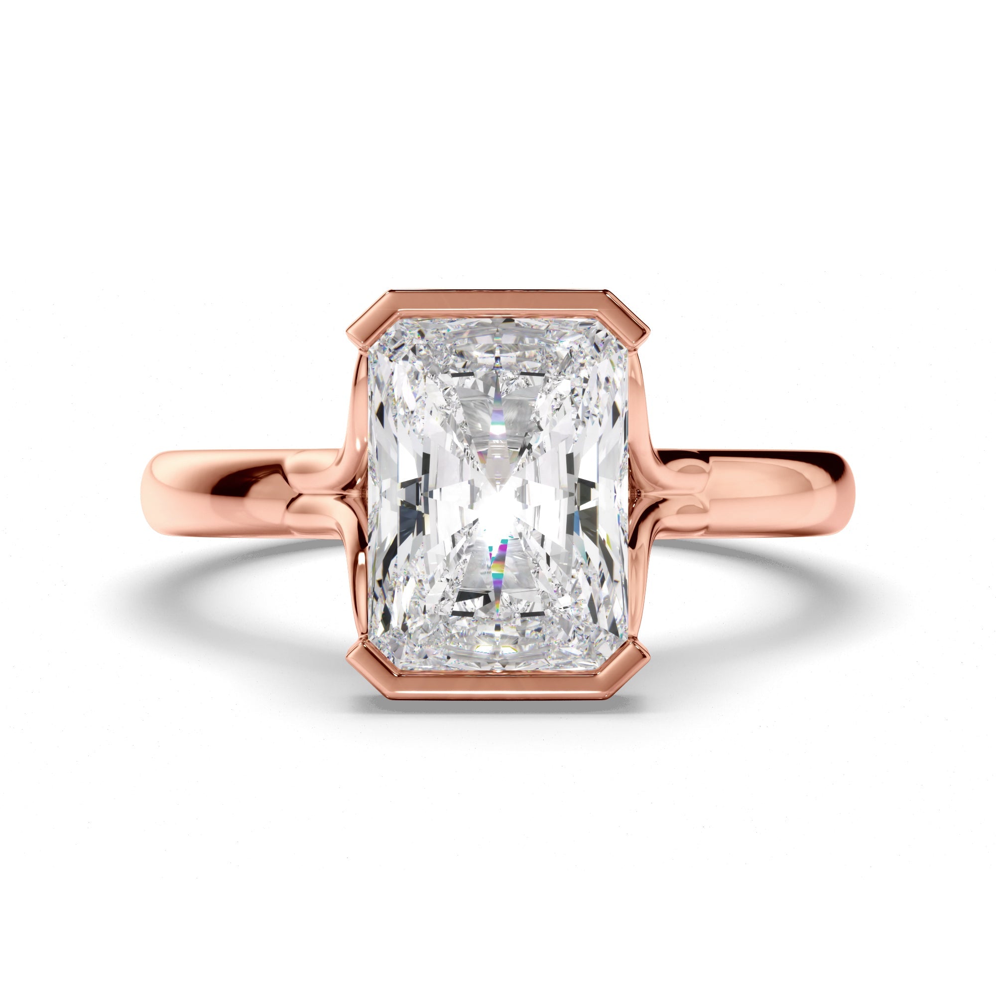 Radiant Cut Diamond Half-Bezel Set Engagement Ring