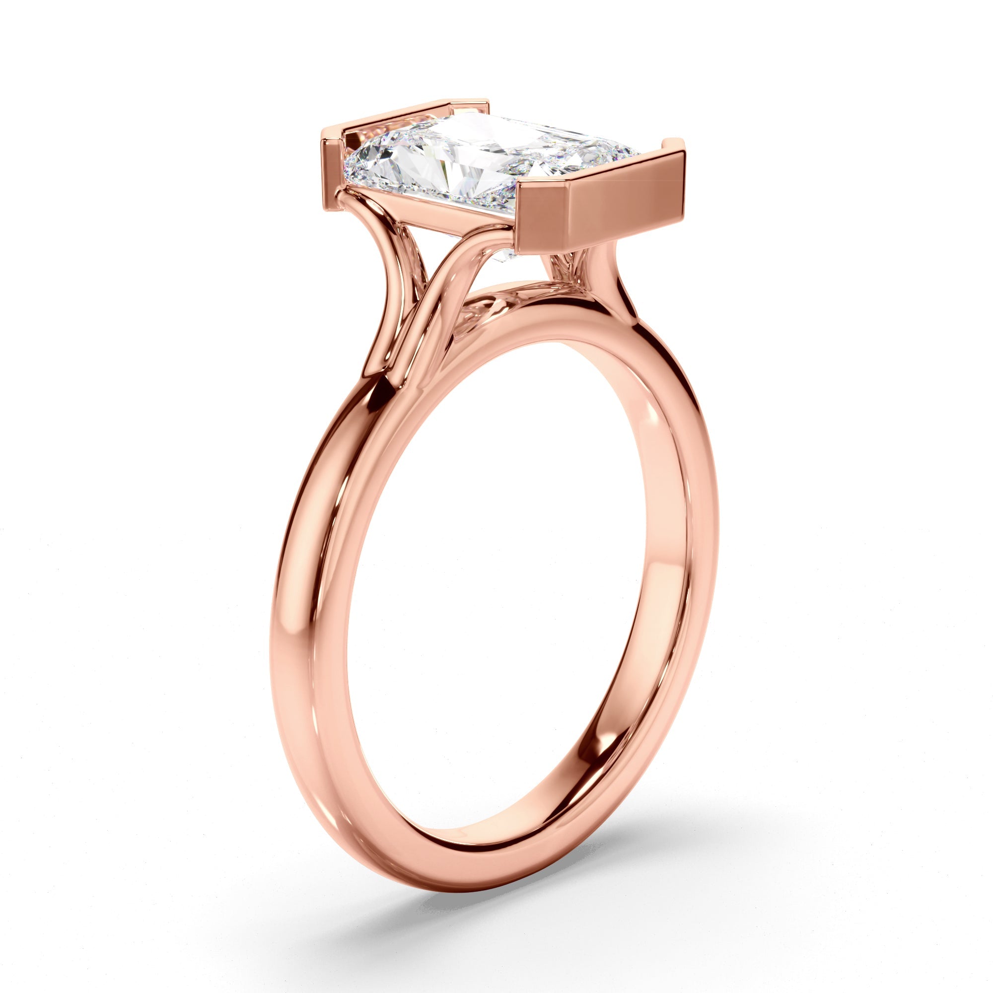 Radiant Cut Diamond Half-Bezel Set Engagement Ring