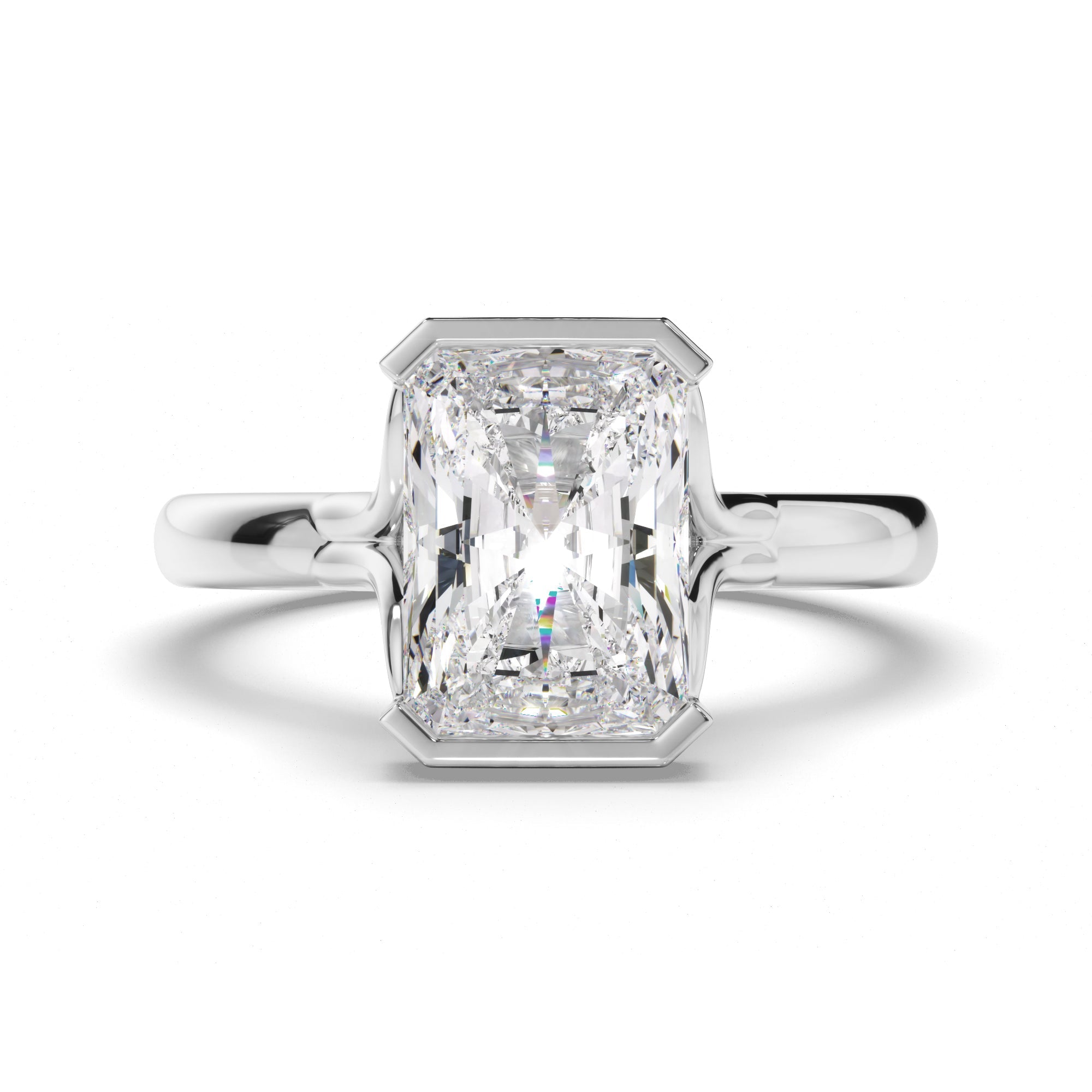 Radiant Cut Diamond Half-Bezel Set Engagement Ring