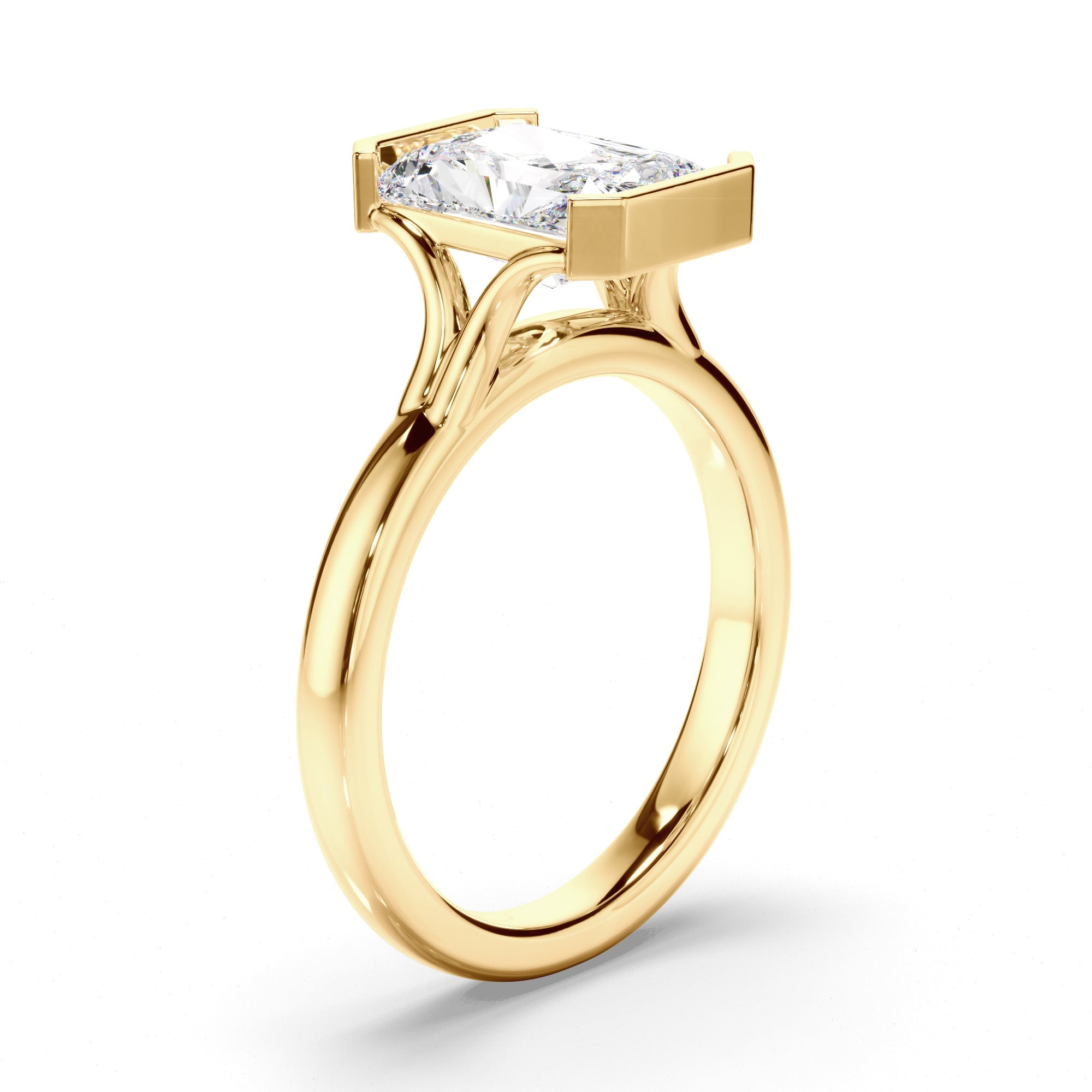 Radiant Cut Diamond Half-Bezel Set Engagement Ring