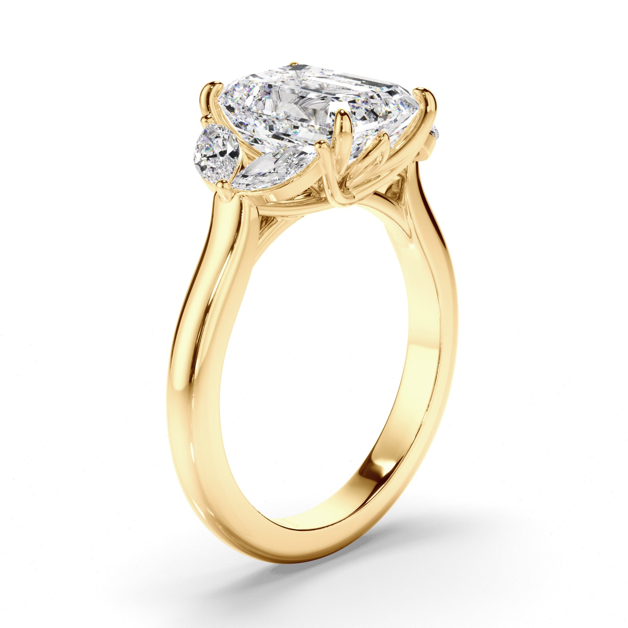 Emerald Cut Diamond Engagement Ring with Marquise Sides