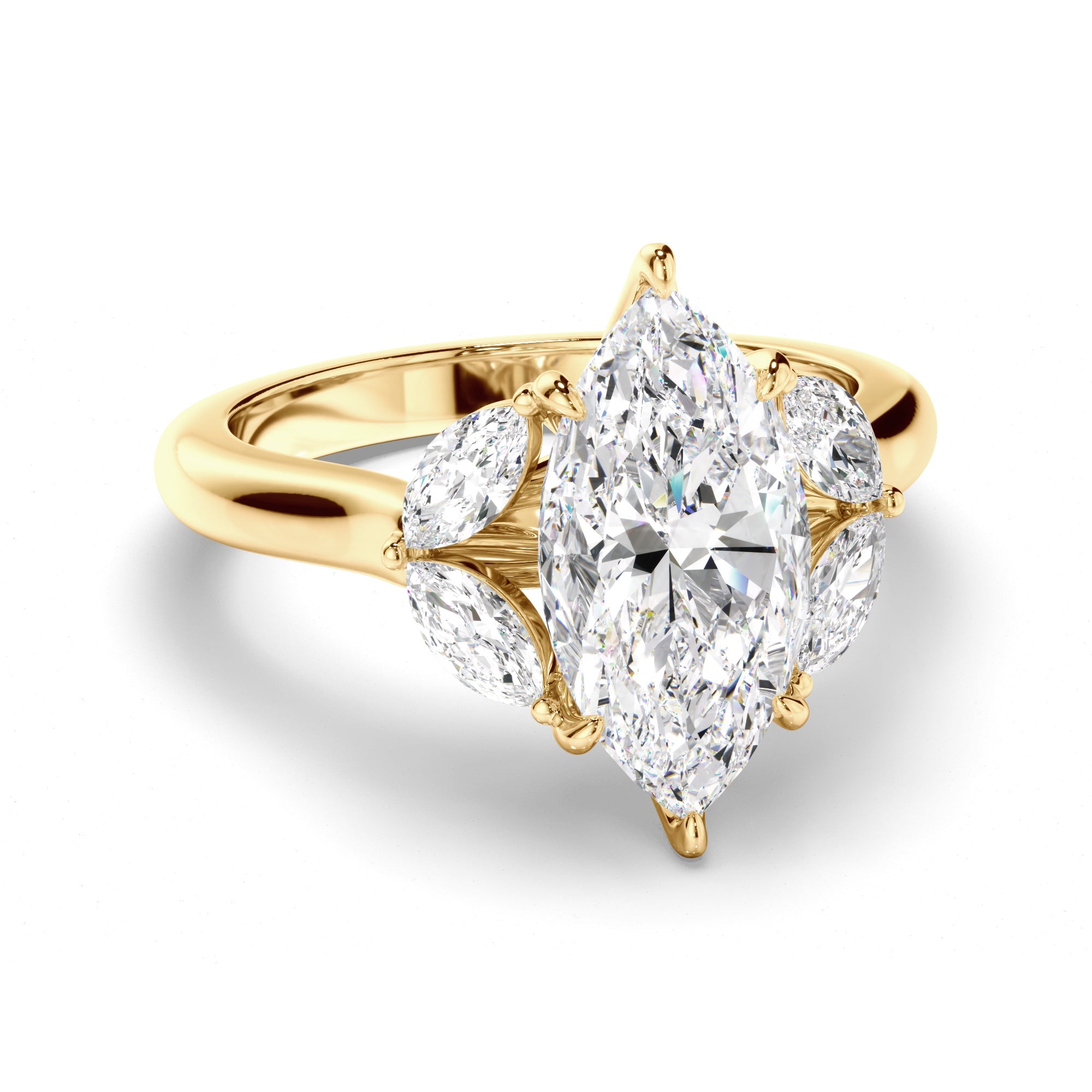 Marquise Cut Diamond Engagement Ring with Marquise Sides