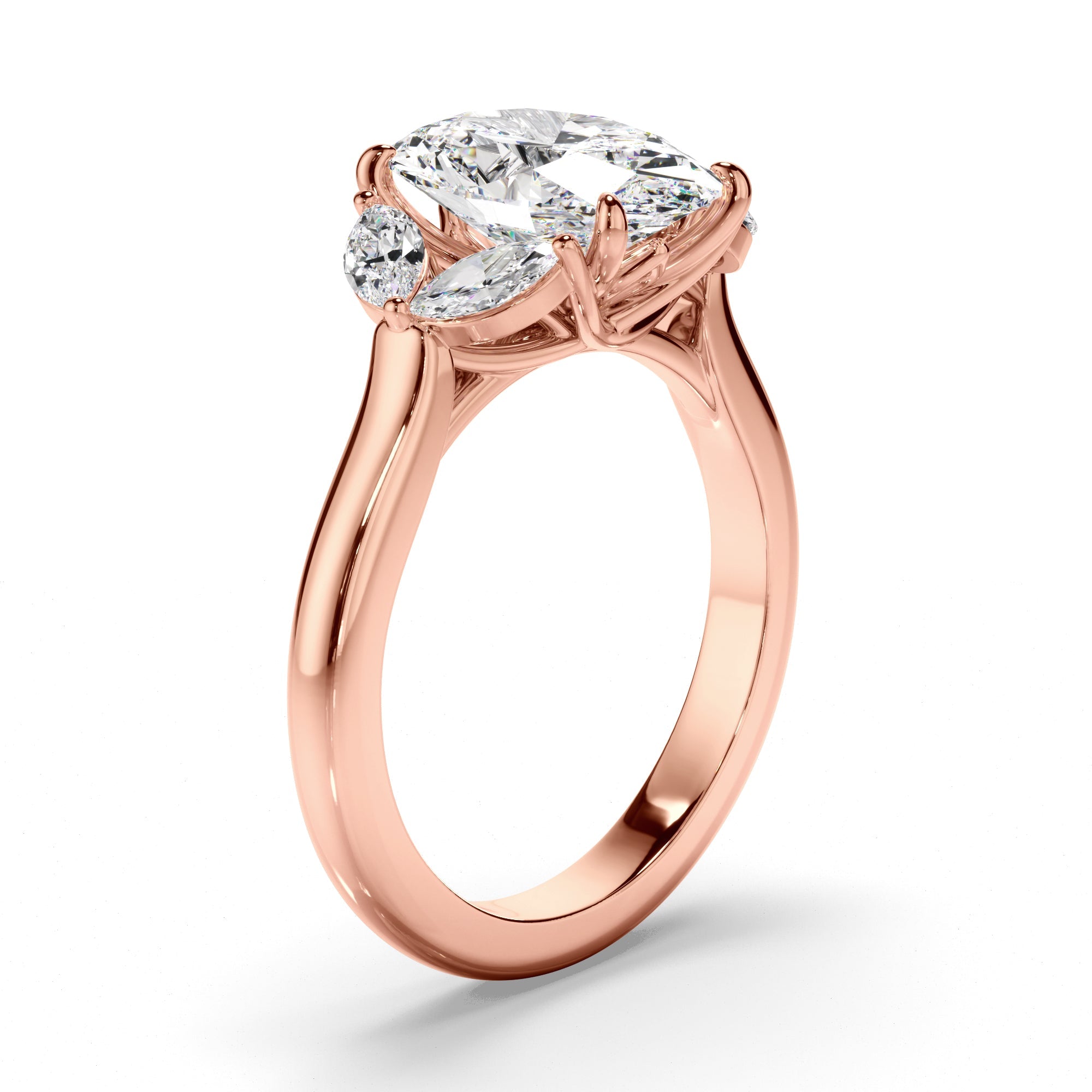 Oval Cut Diamond Engagement Ring with Marquise Sides