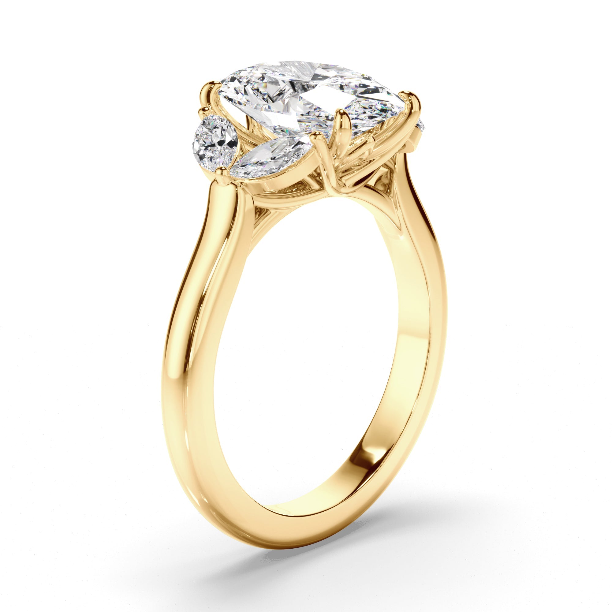 Oval Cut Diamond Engagement Ring with Marquise Sides