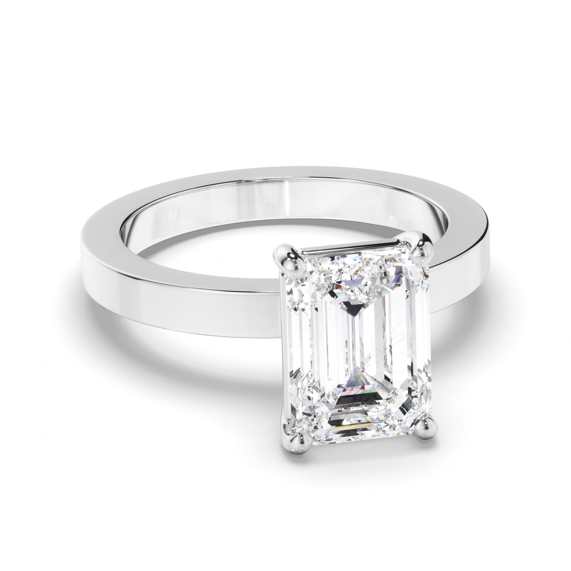 Emerald Cut Diamond Solitaire Engagement Ring