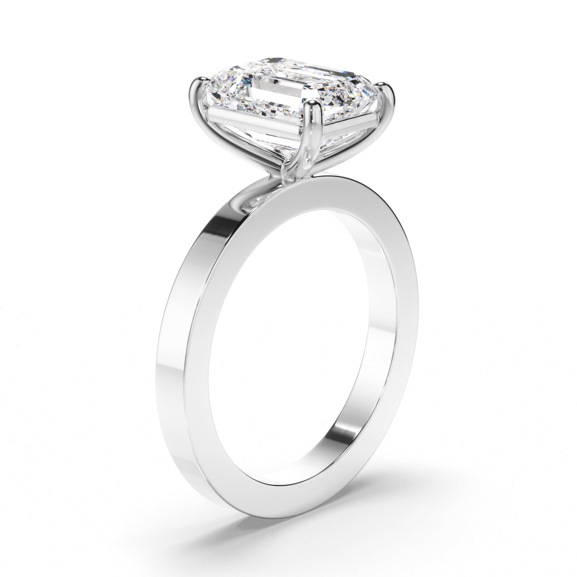 Emerald Cut Diamond Solitaire Engagement Ring