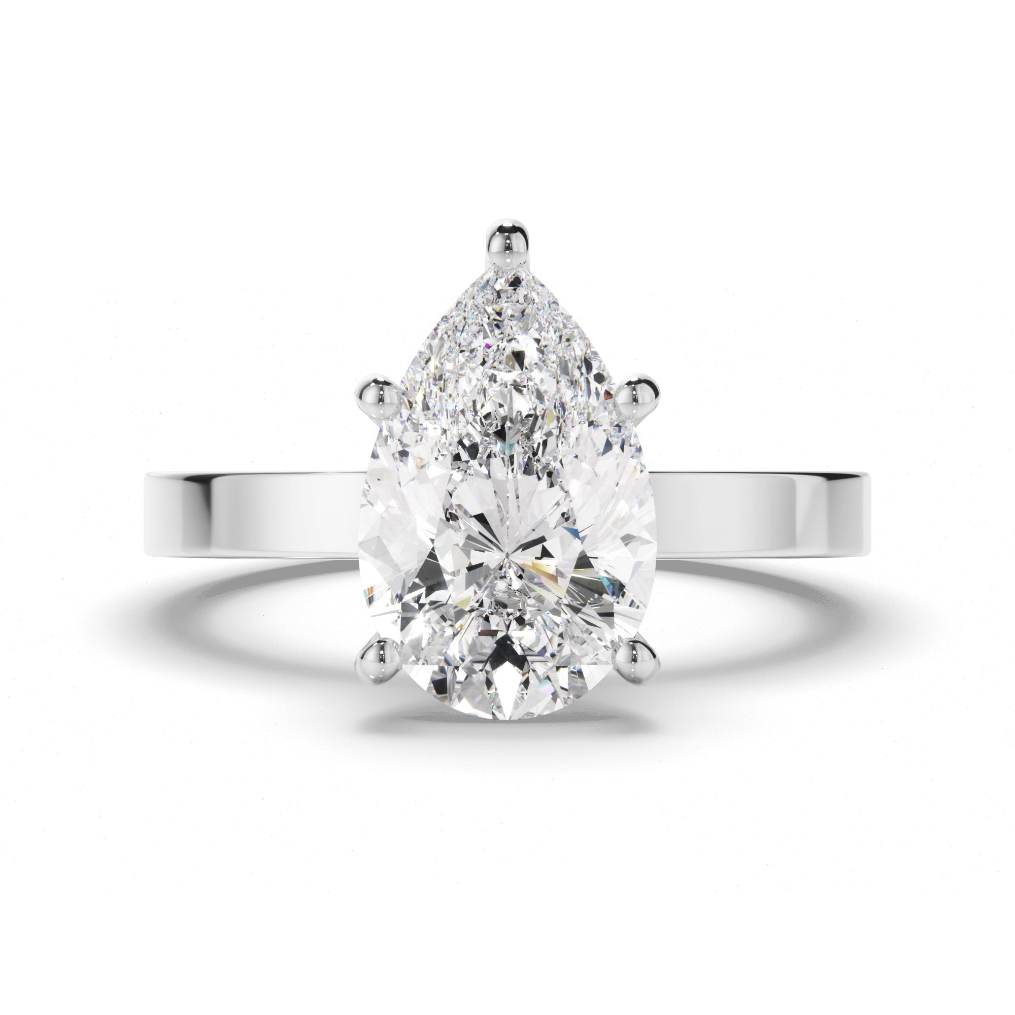 Pear Cut Diamond Solitaire Engagement Ring