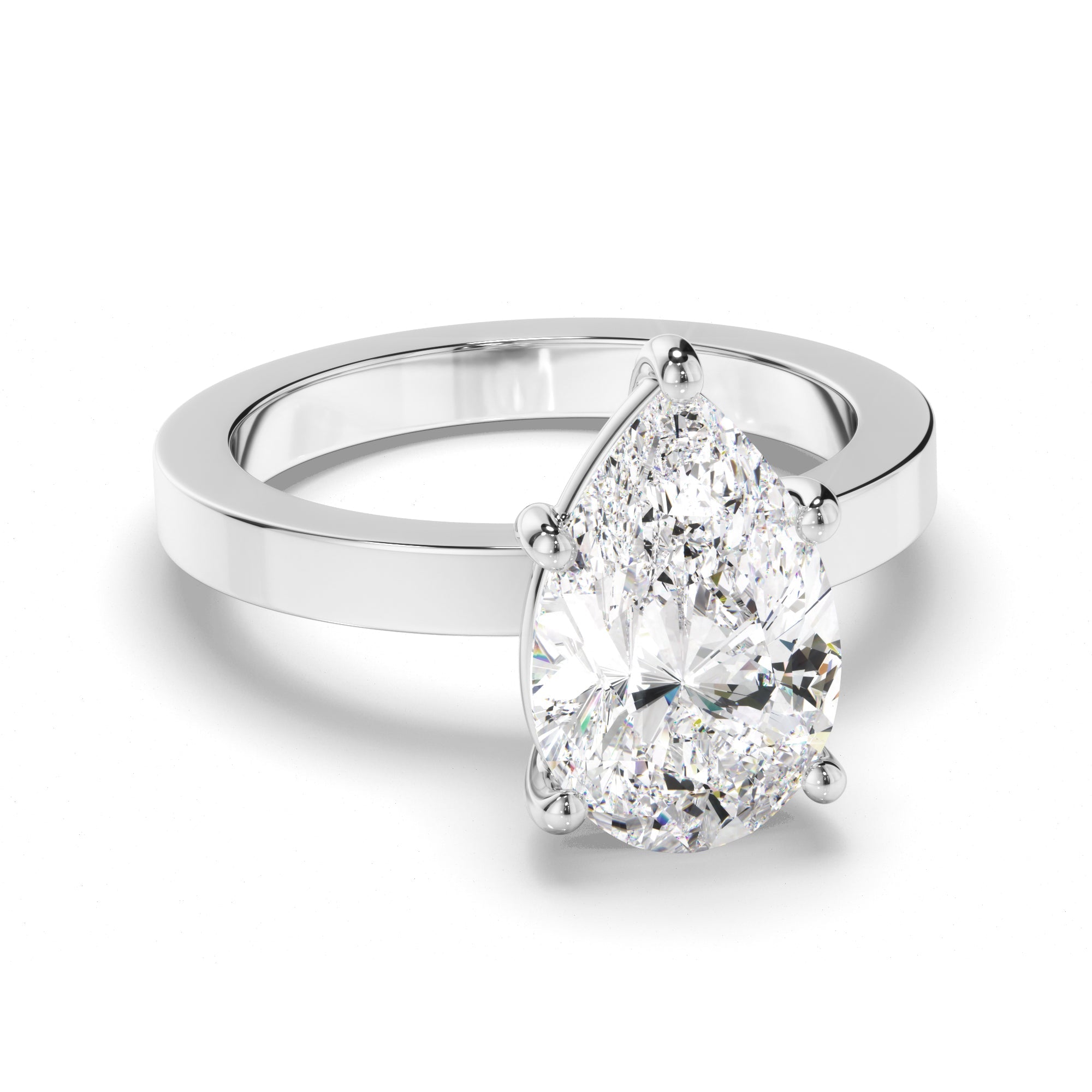 Pear Cut Diamond Solitaire Engagement Ring