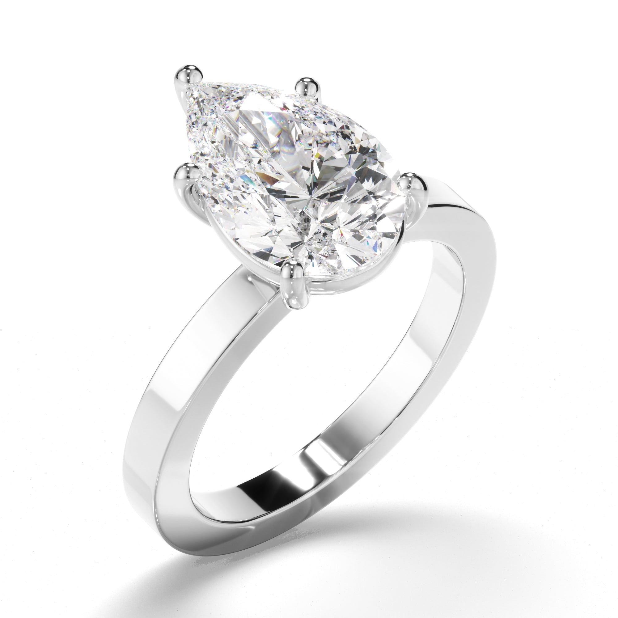 Pear Cut Diamond Solitaire Engagement Ring