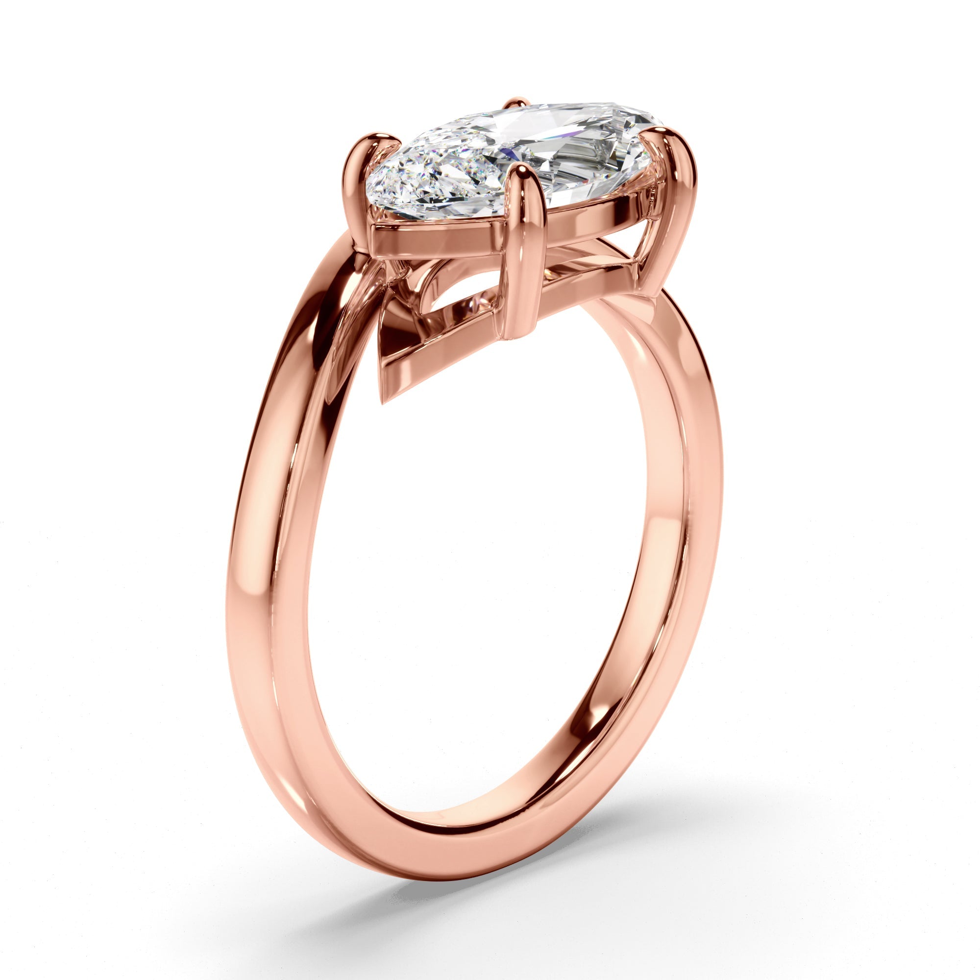 Marquise Cut Diamond Wave Set Engagement Ring