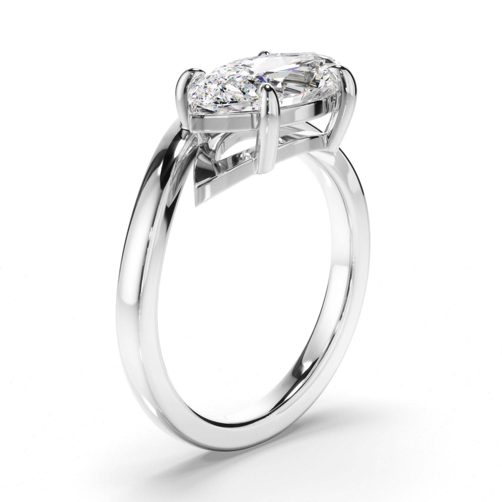 Marquise Cut Diamond Wave Set Engagement Ring