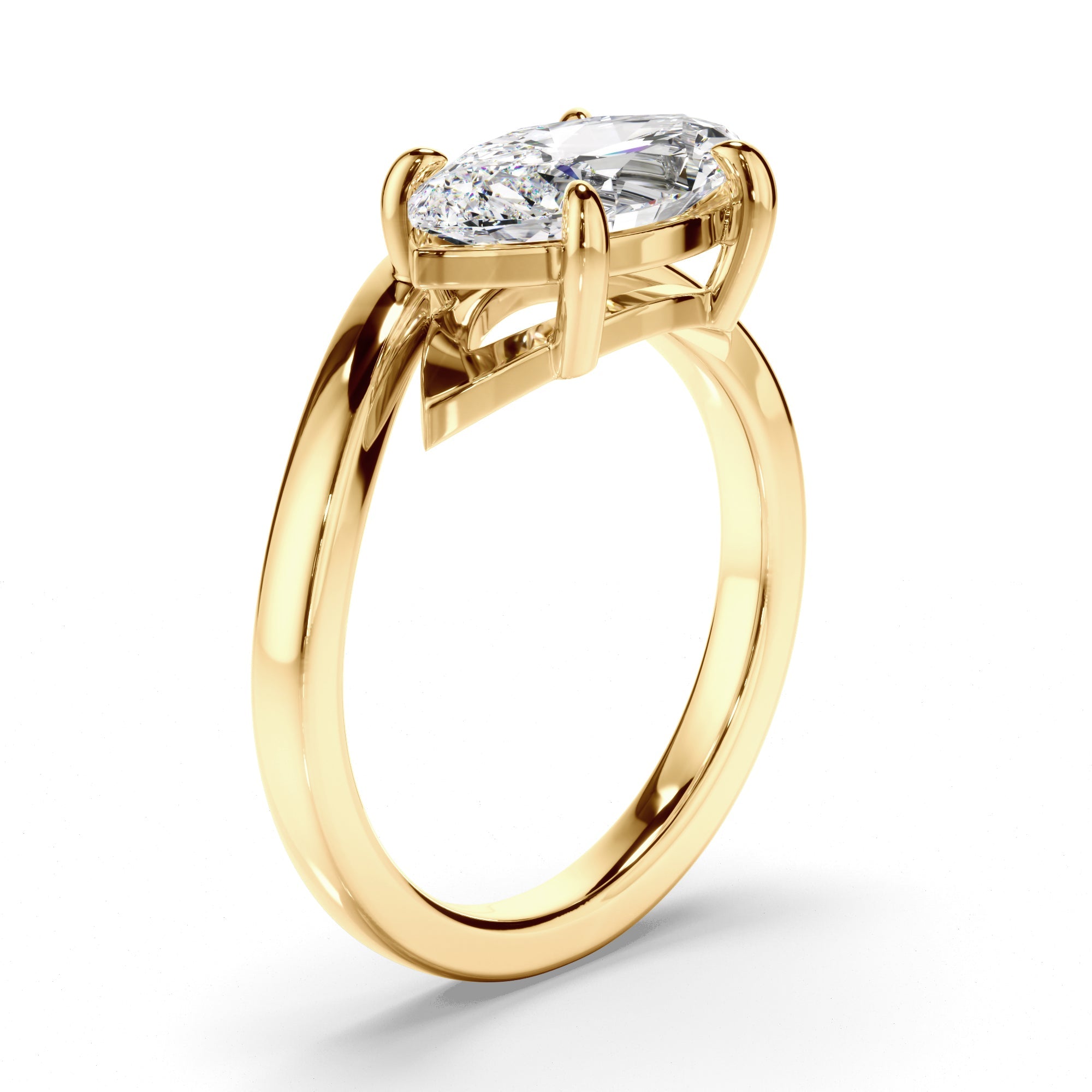 Marquise Cut Diamond Wave Set Engagement Ring