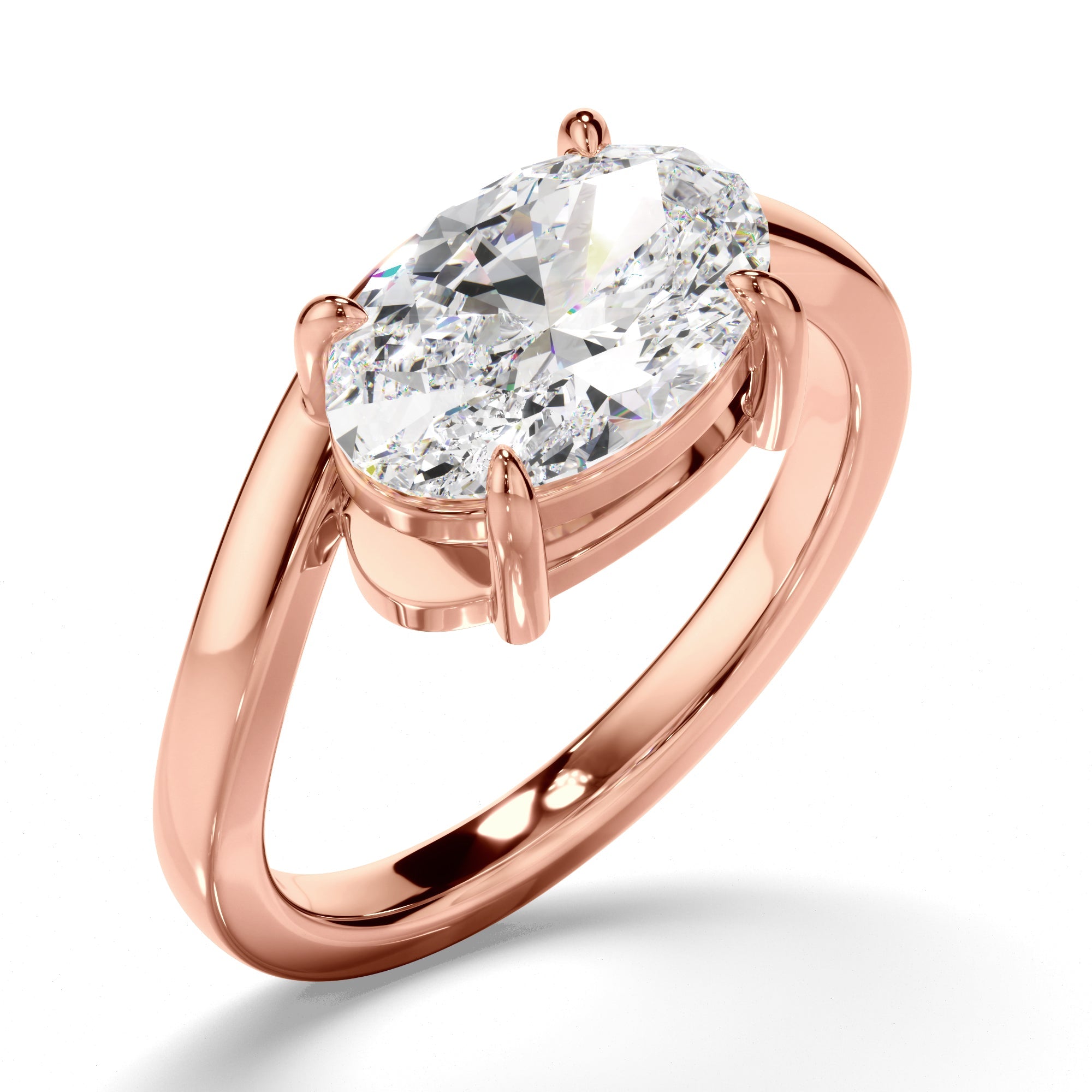 Oval Cut Diamond Wave Set Engagement Ring