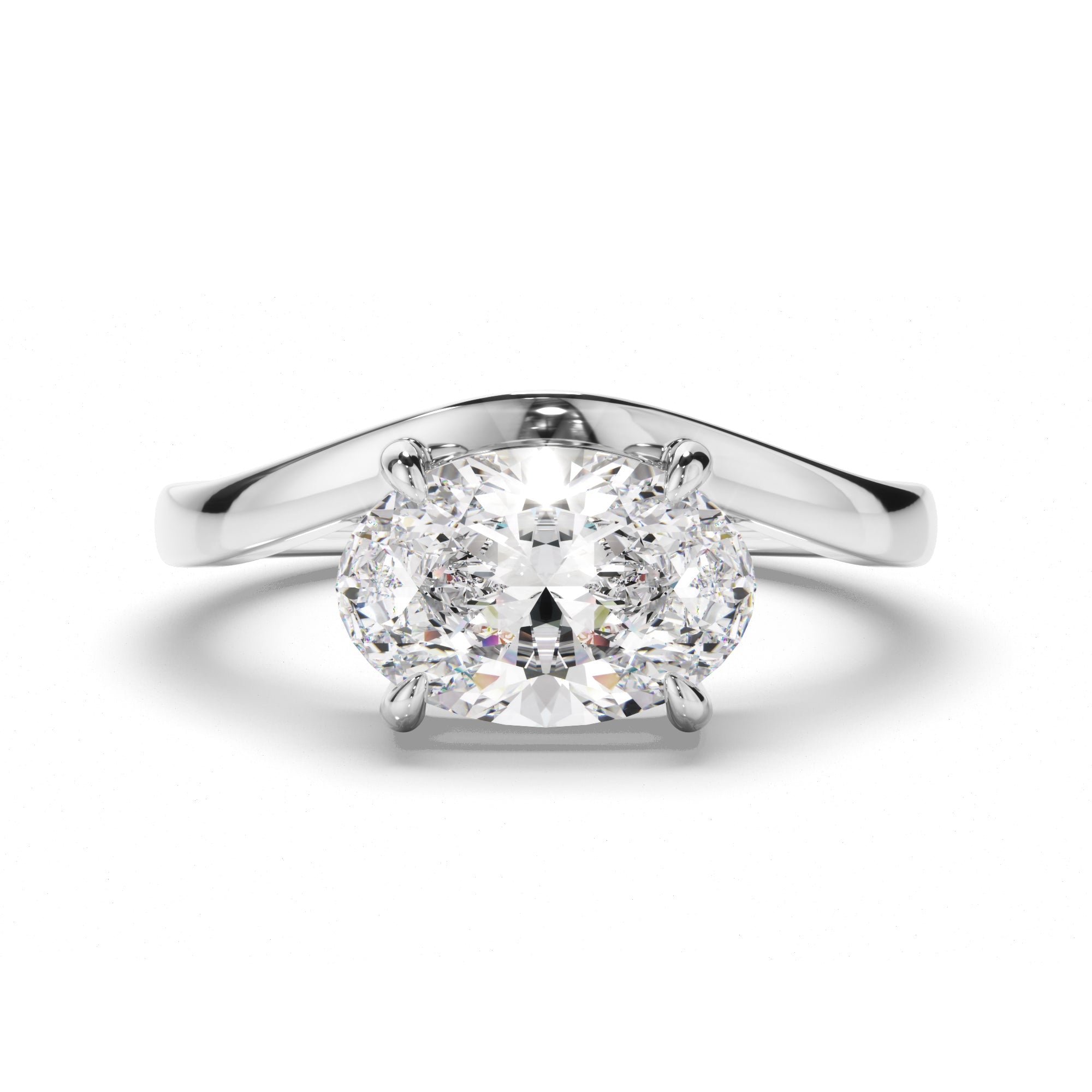 Oval Cut Diamond Wave Set Engagement Ring