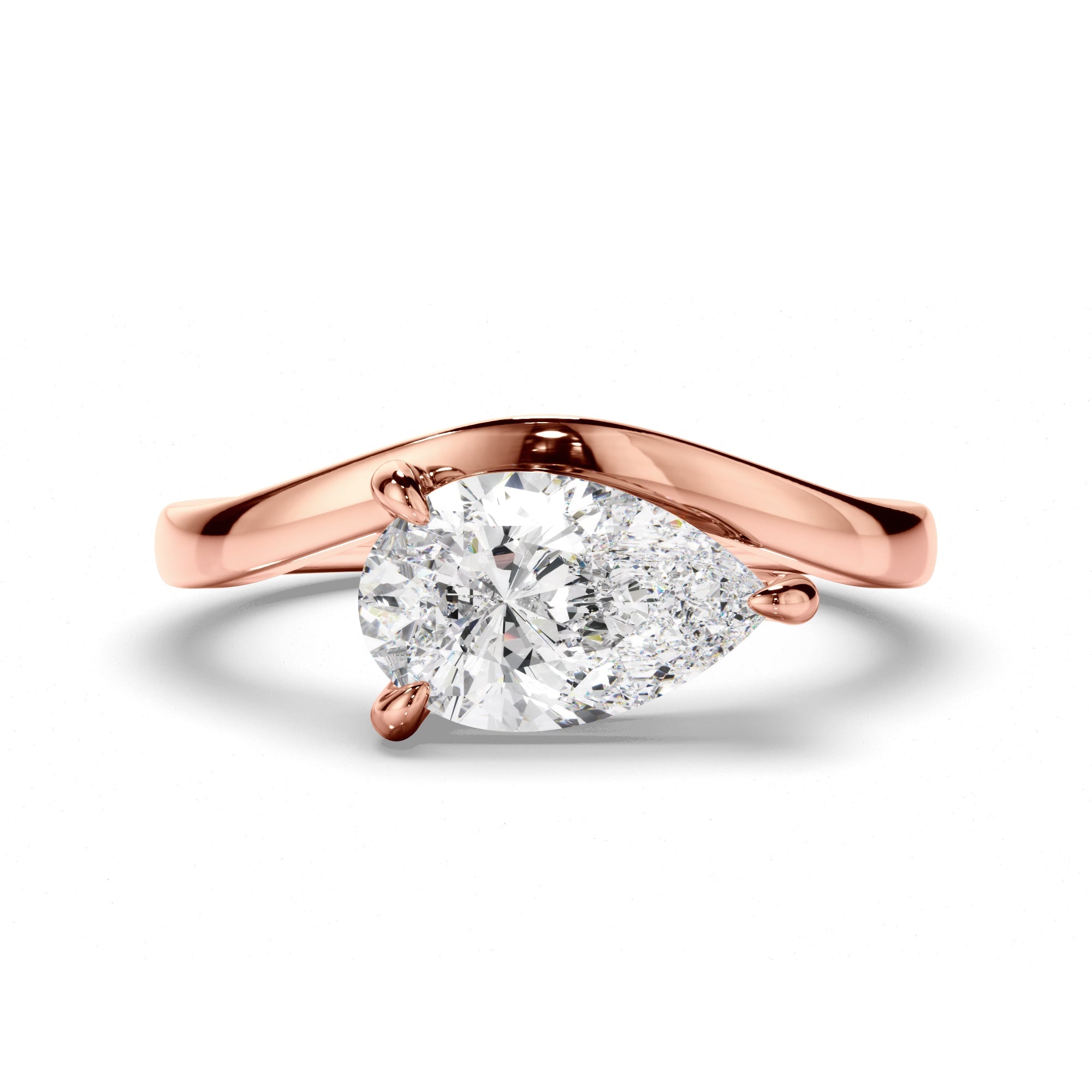 Pear Cut Diamond Wave Set Engagement Ring