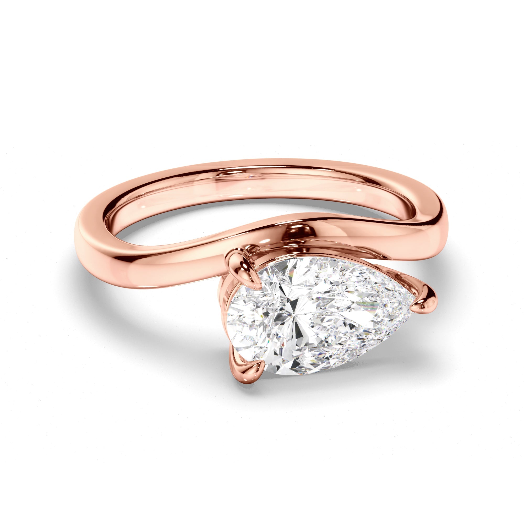 Pear Cut Diamond Wave Set Engagement Ring