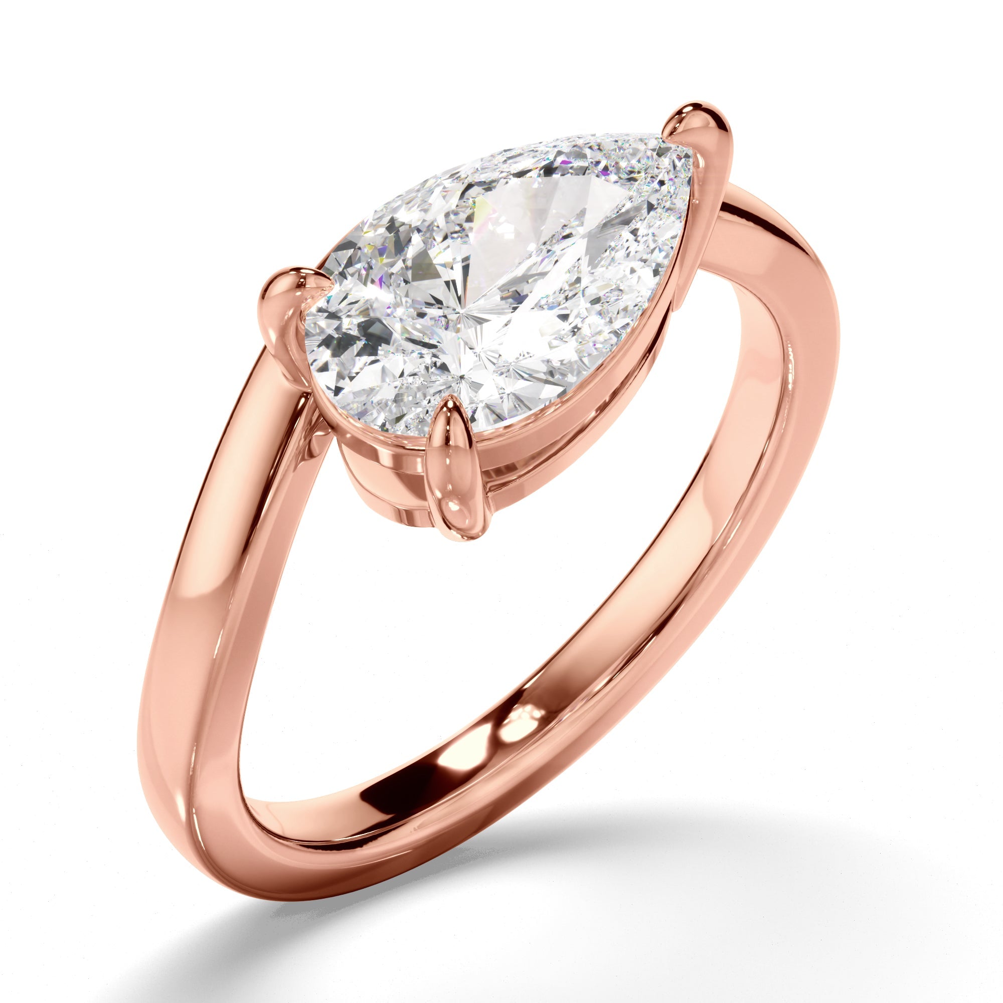 Pear Cut Diamond Wave Set Engagement Ring