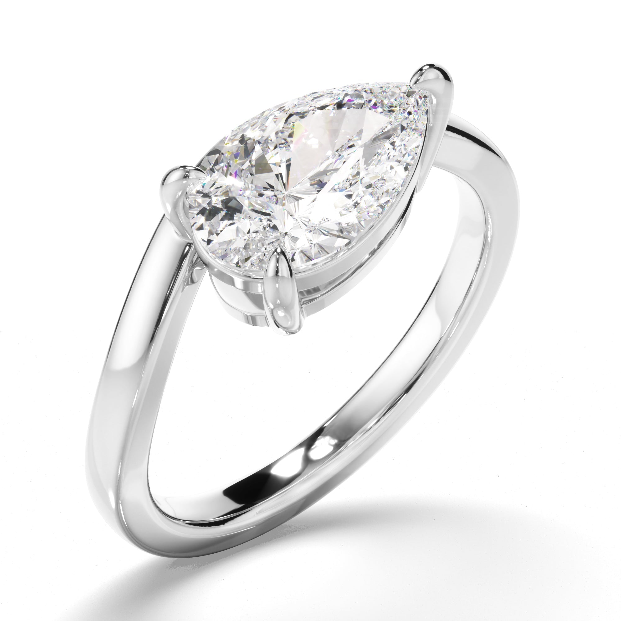 Pear Cut Diamond Wave Set Engagement Ring