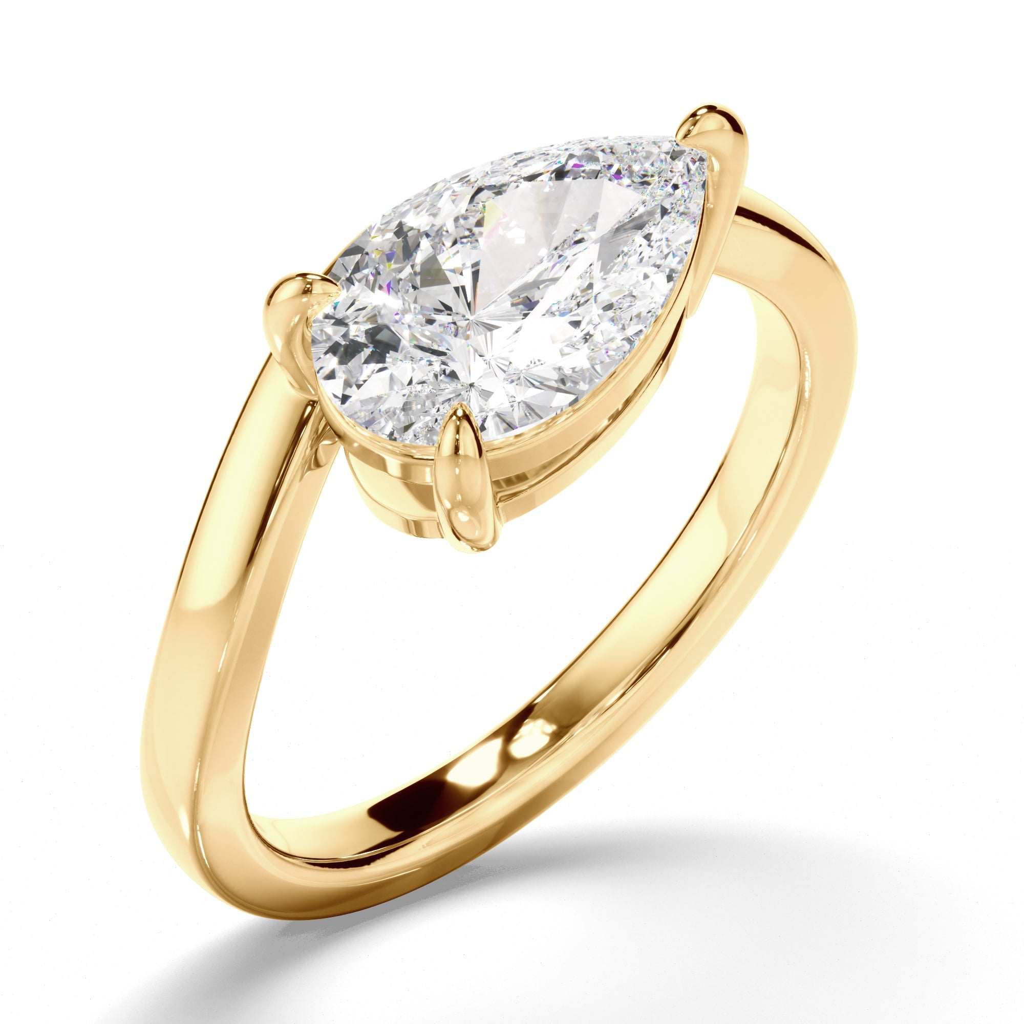 Pear Cut Diamond Wave Set Engagement Ring
