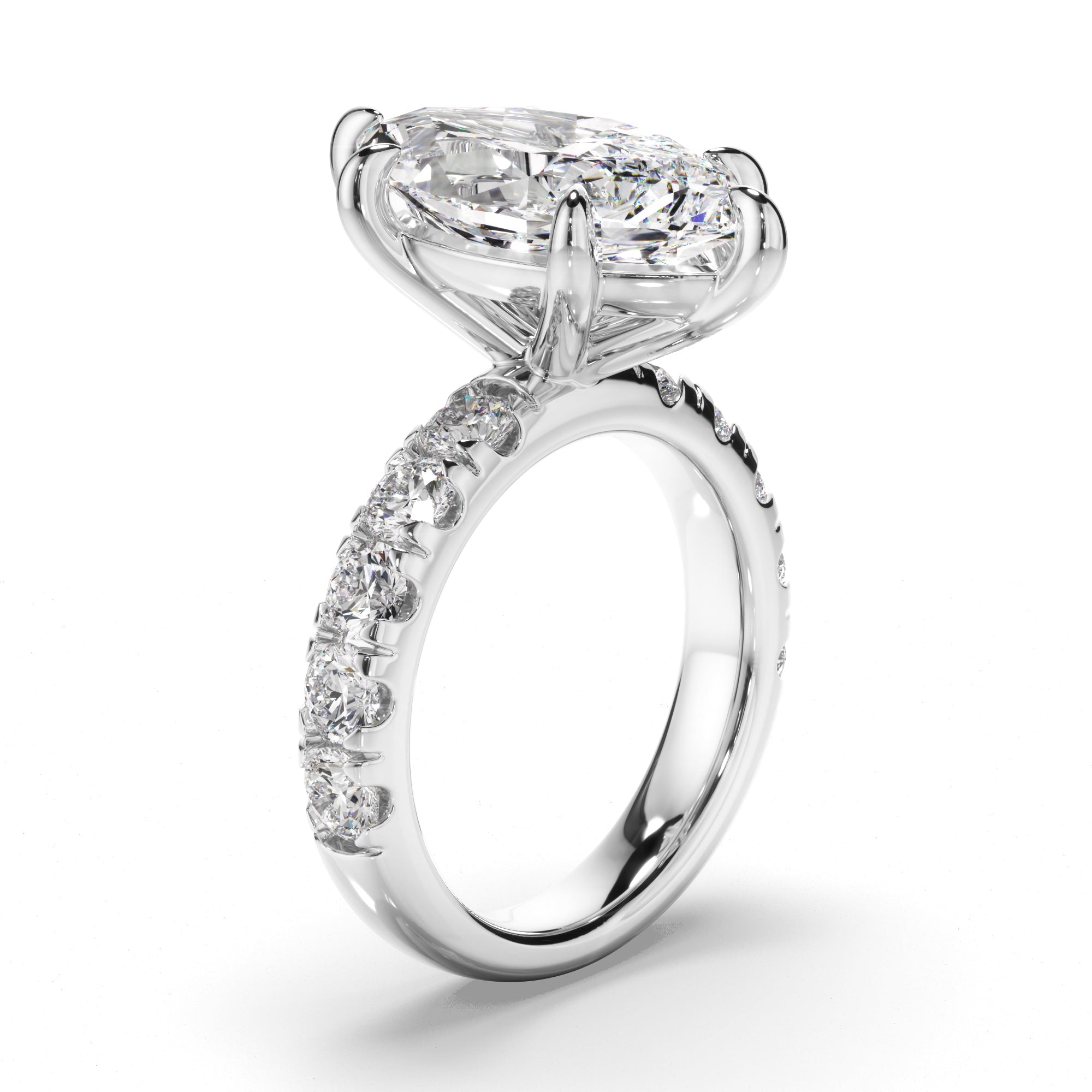 Marquise Cut Diamond Engagement Ring with Diamond Sides
