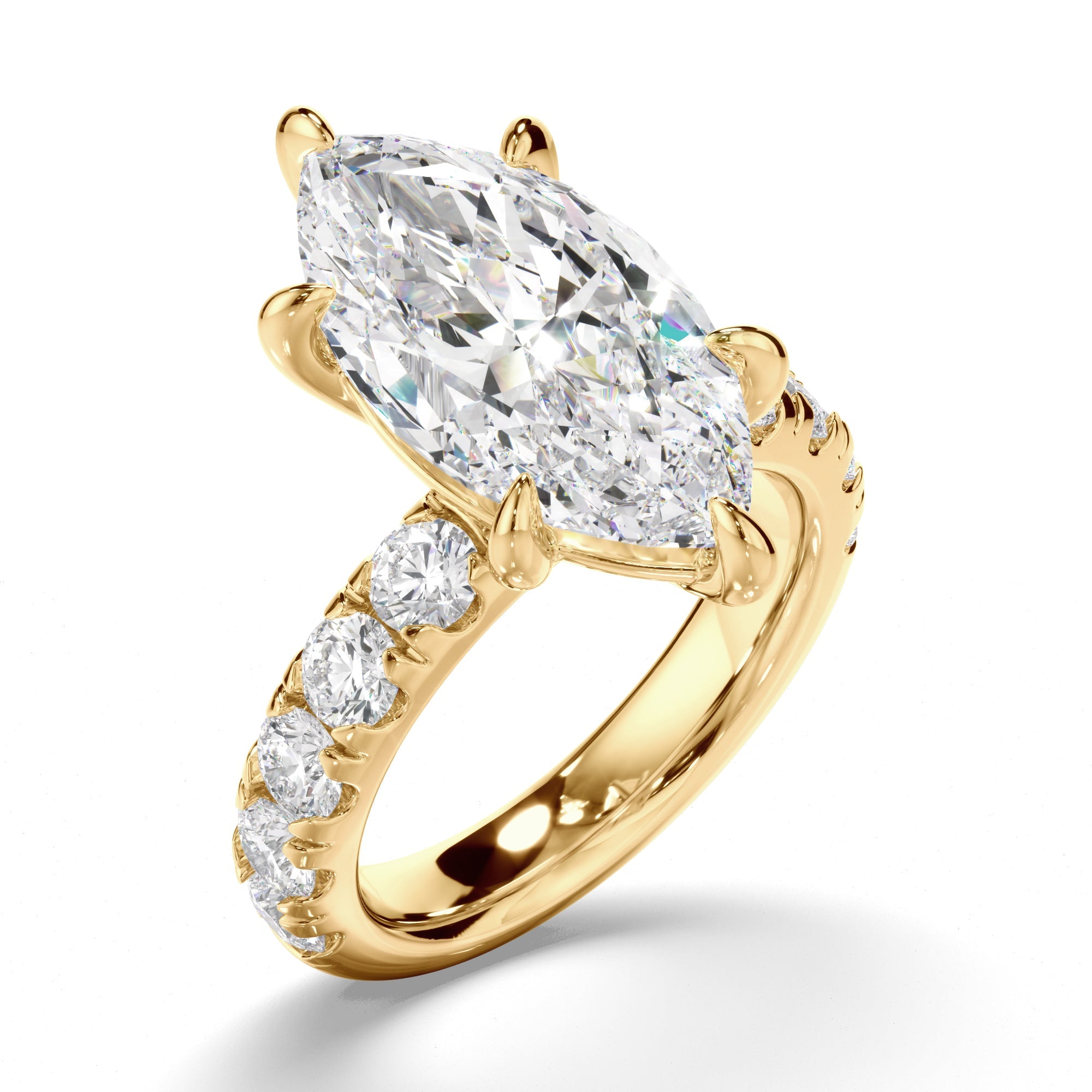 Marquise Cut Diamond Engagement Ring with Diamond Sides