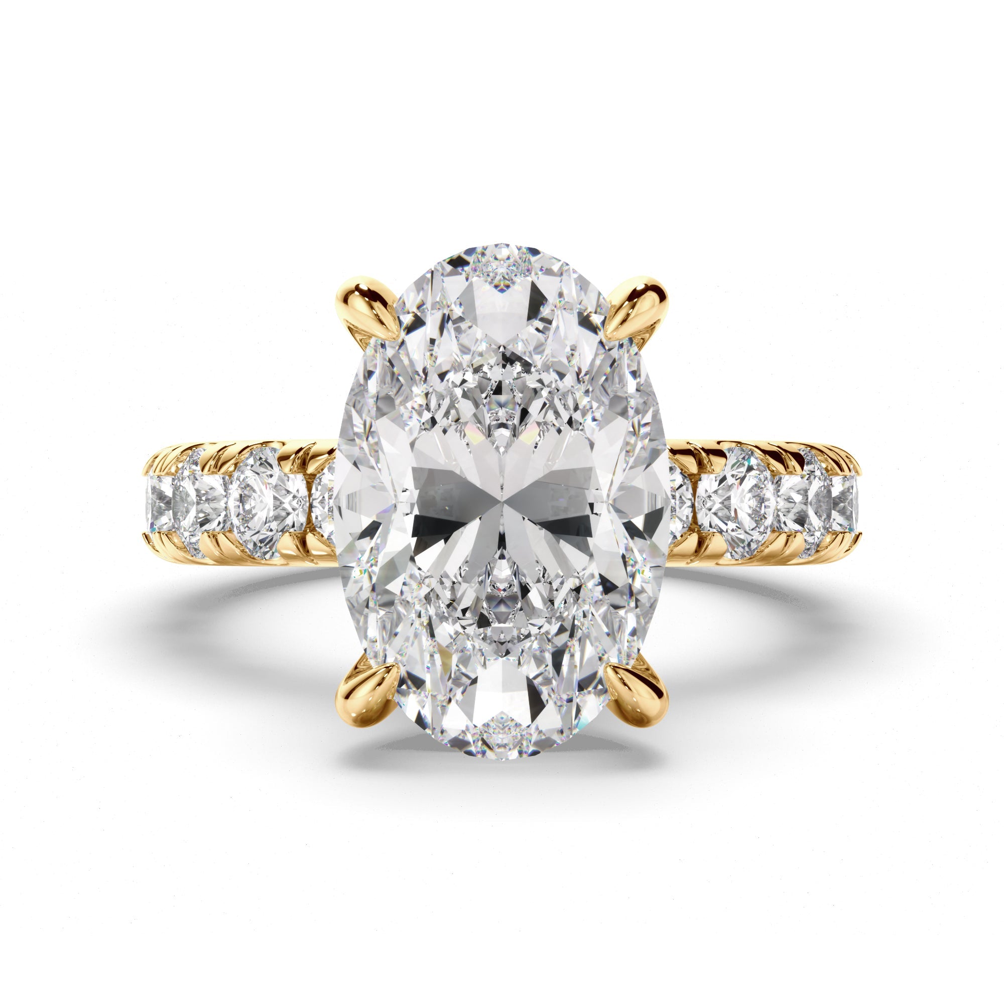 Oval Cut Diamond Engagement Ring with Diamond Sides