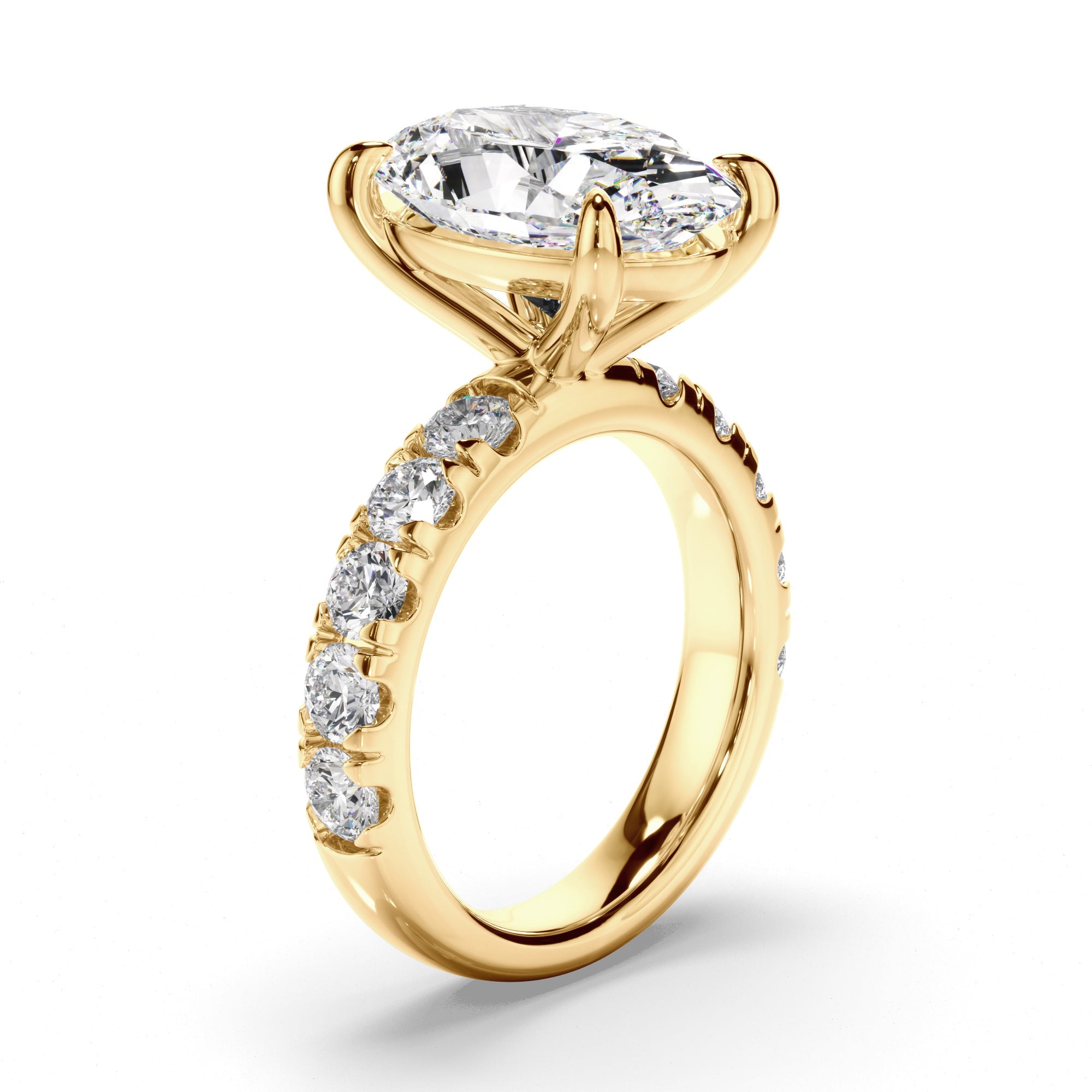 Oval Cut Diamond Engagement Ring with Diamond Sides