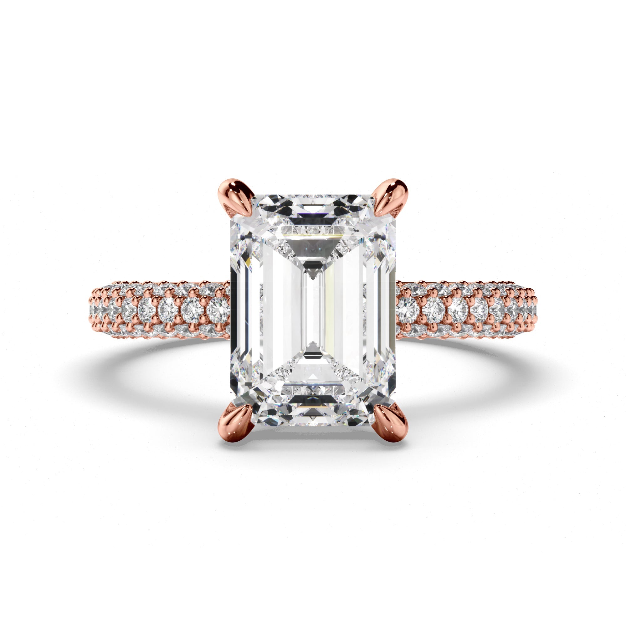 Emerald Cut Diamond Engagement Ring with Diamond Sides