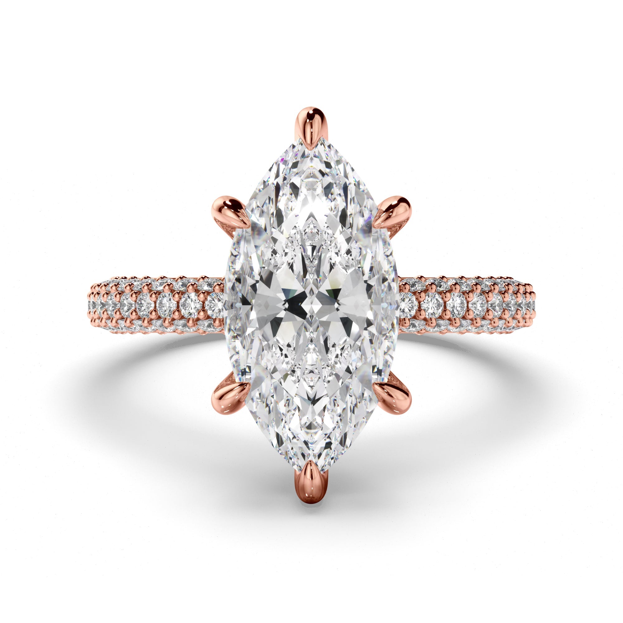 Marquise Cut Diamond Engagement Ring with Diamond Sides
