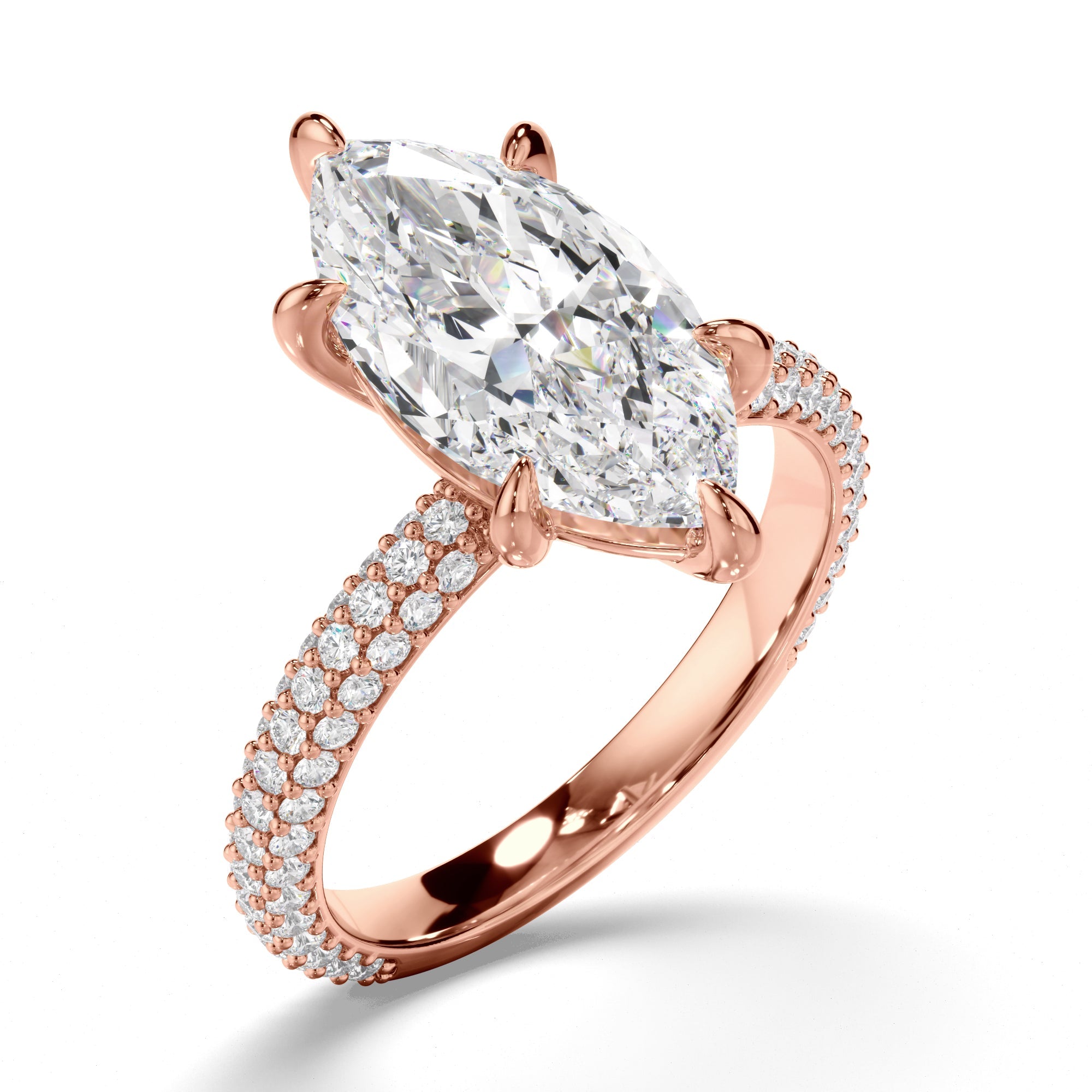 Marquise Cut Diamond Engagement Ring with Diamond Sides