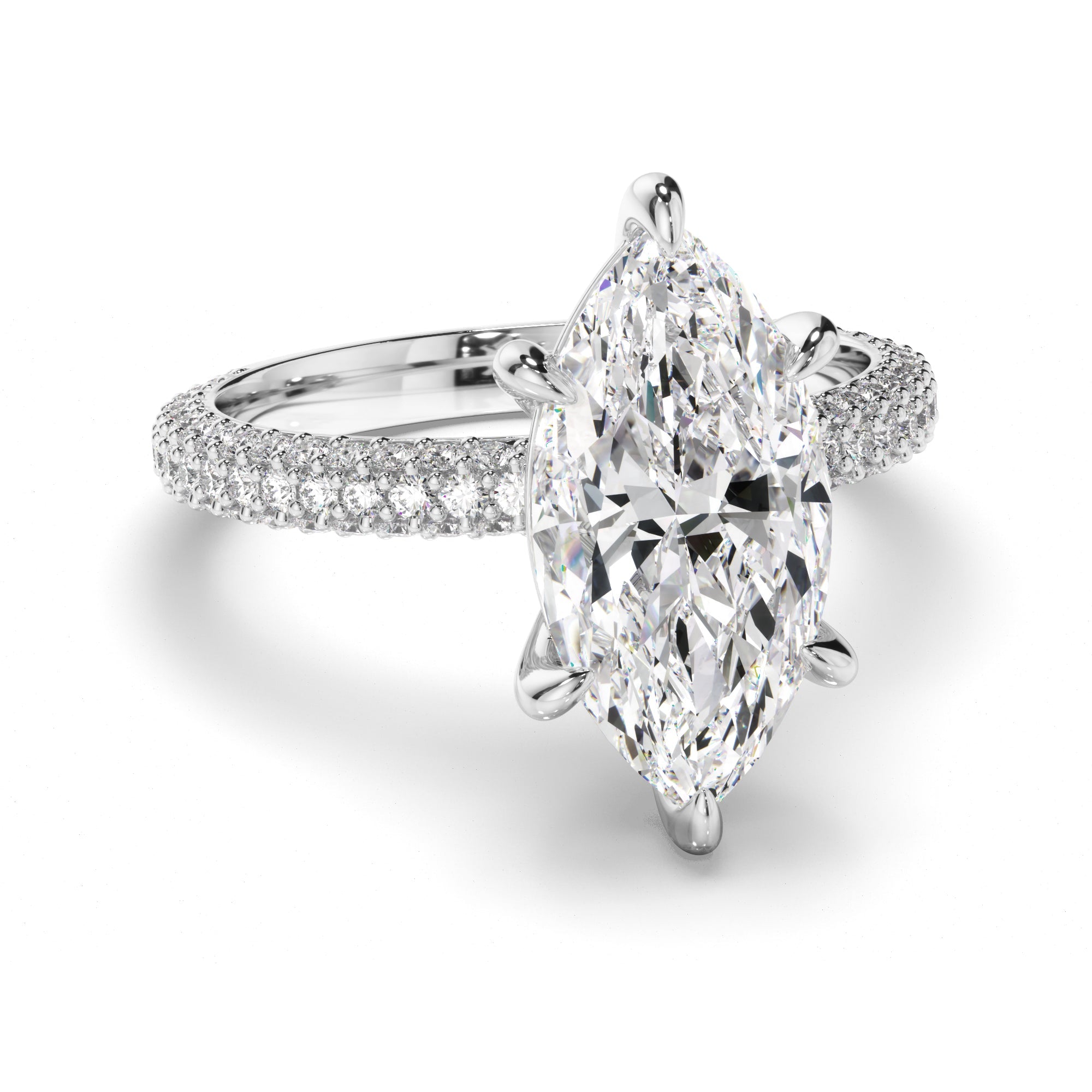 Marquise Cut Diamond Engagement Ring with Diamond Sides